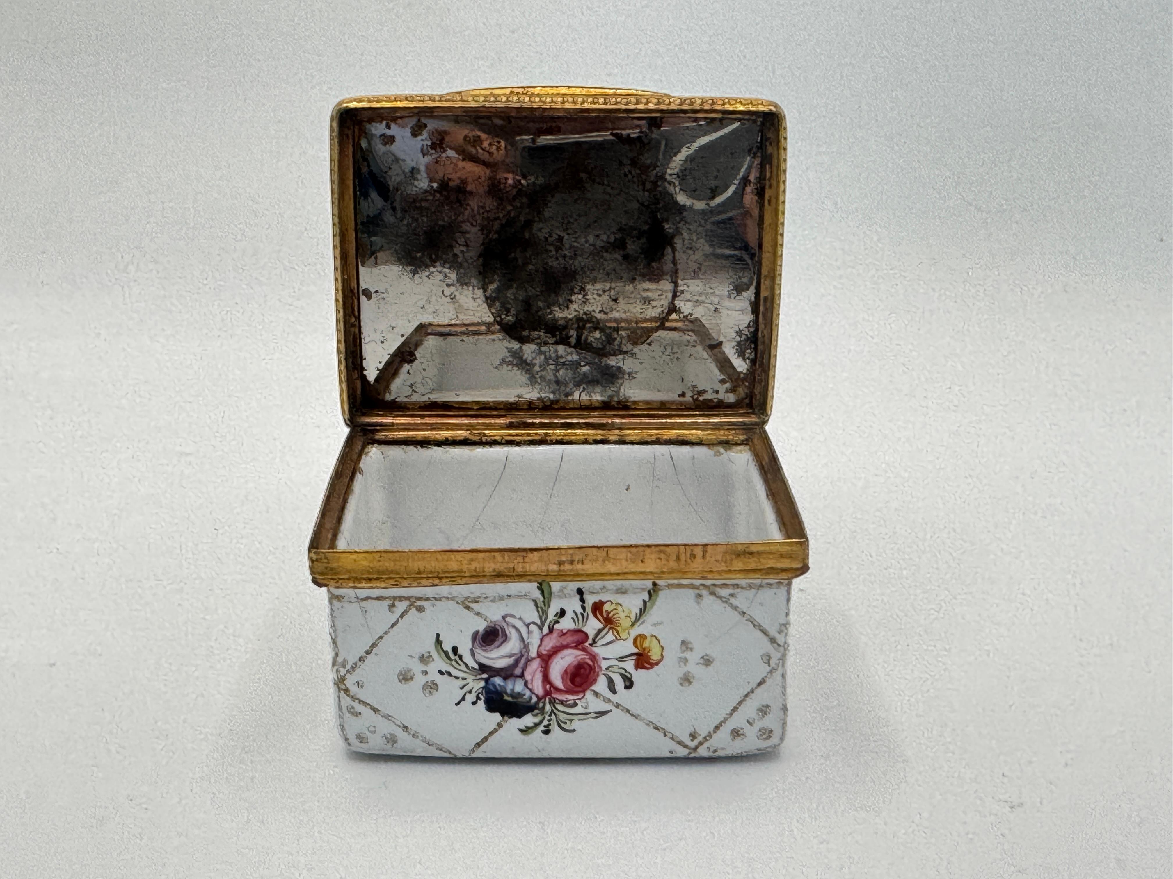 Enameled 19th Century Enamel Rectangular Patch Box For Sale