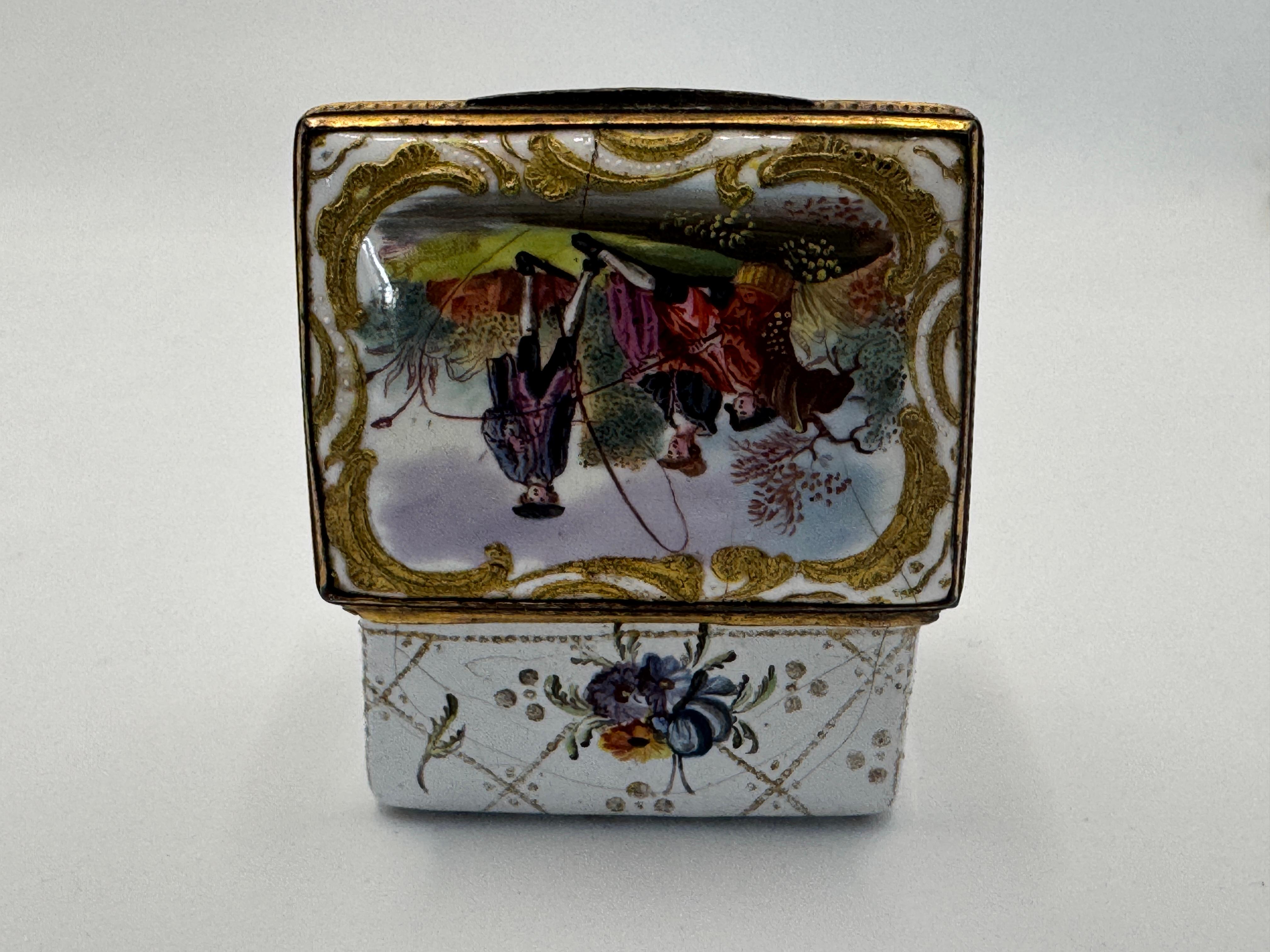 19th Century Enamel Rectangular Patch Box For Sale 1