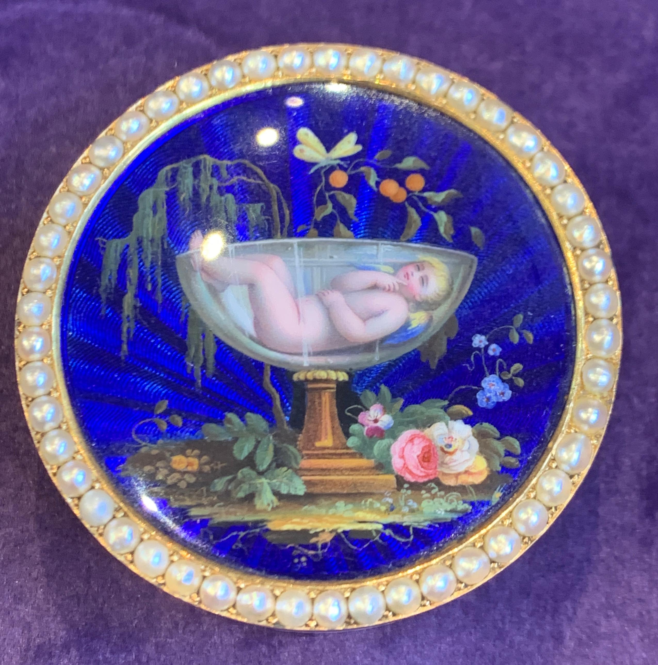 Bead 19th Century Enamel Snuff Box