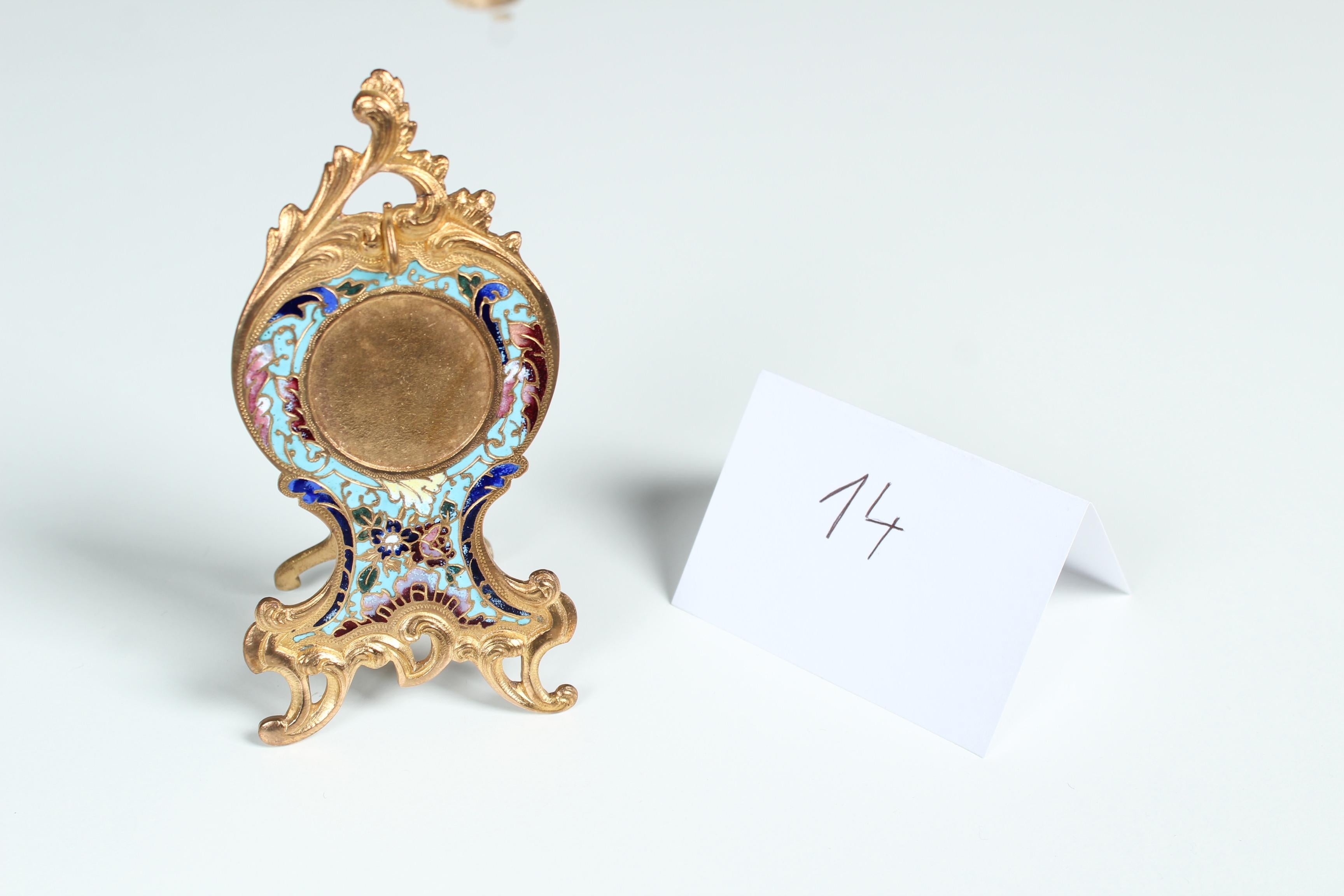 19th Century Enameled Pocket Watch Stand, France, Circa 1880 For Sale 4