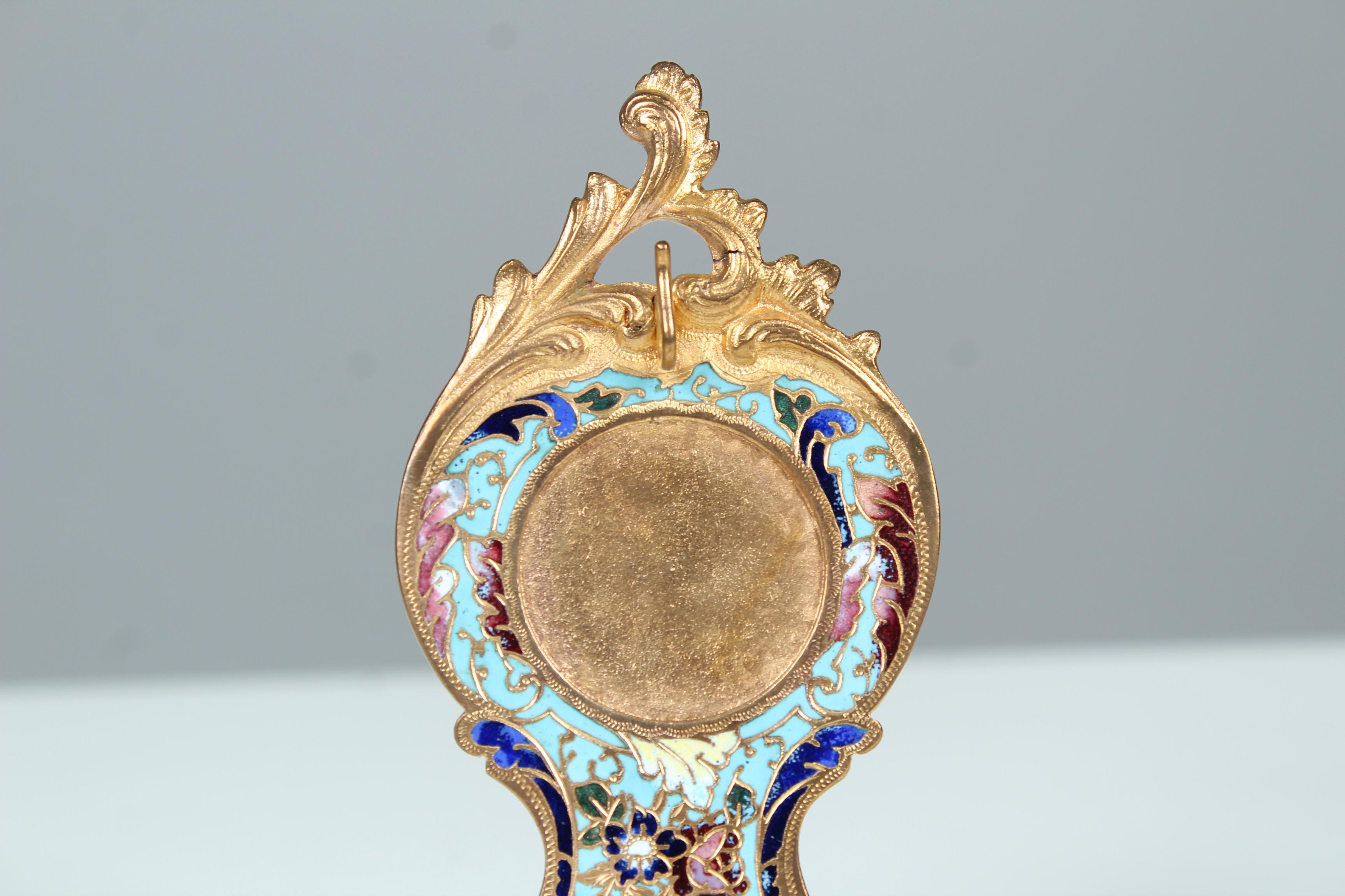 19th Century Enameled Pocket Watch Stand, France, Circa 1880 For Sale 3