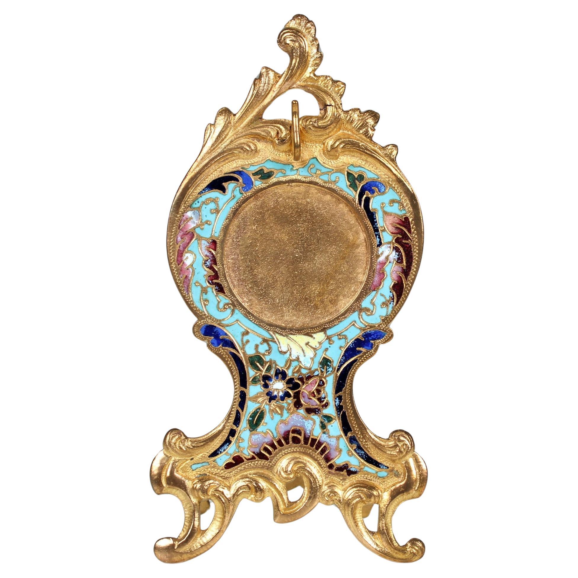 19th Century Enameled Pocket Watch Stand, France, Circa 1880 For Sale