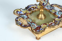 19th Century Enameled Pocket Watch Stand, Jewelry Stand, France, Circa 1880