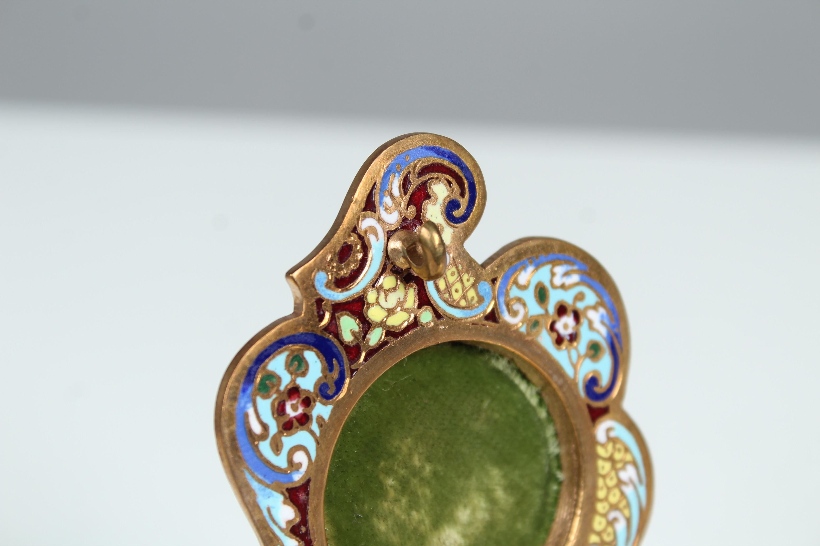 French 19th Century Enameled Pocket Watch Stand, Jewelry Stand, France, Circa 1880 For Sale