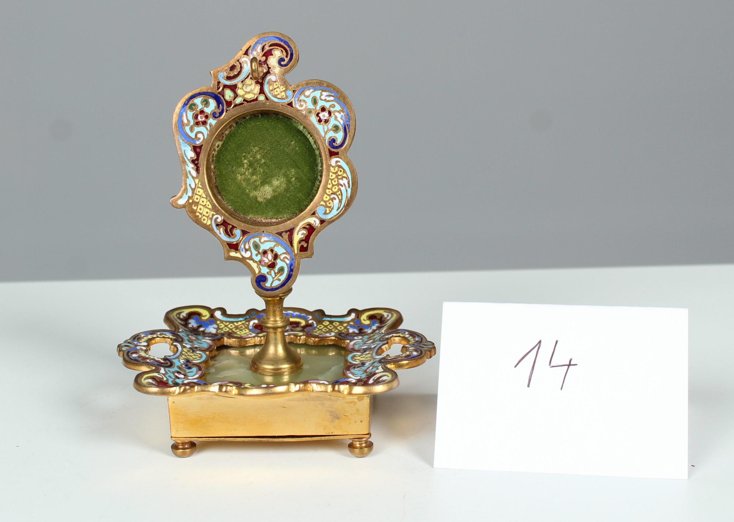 19th Century Enameled Pocket Watch Stand, Jewelry Stand, France, Circa 1880 For Sale 3