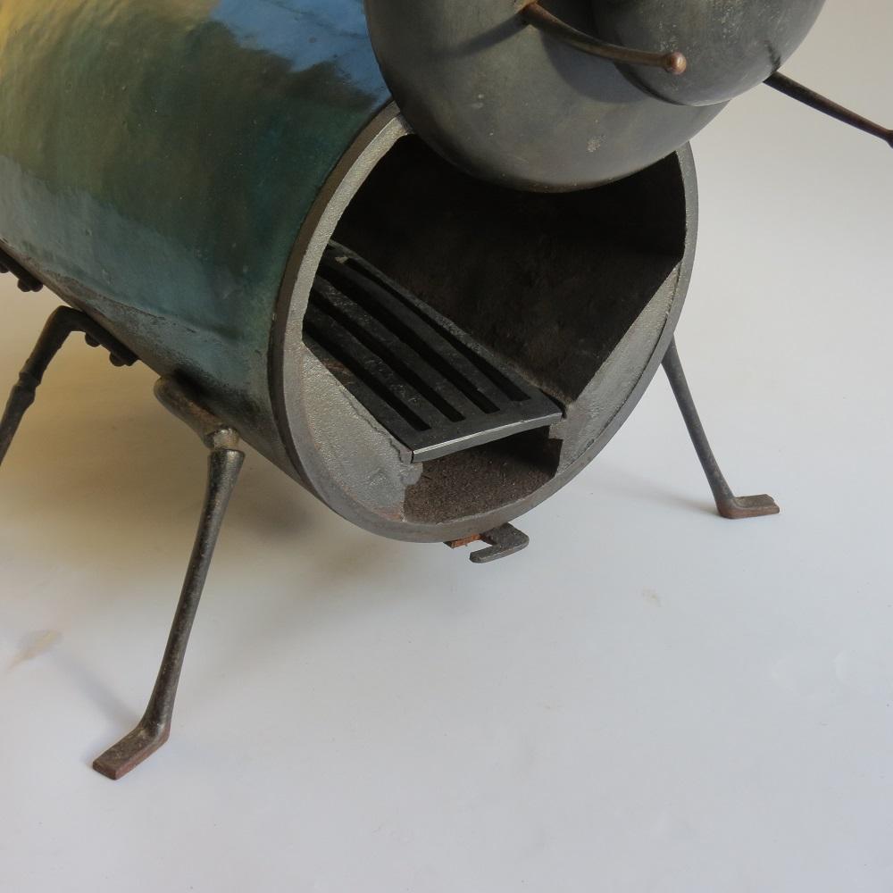 Burning Stove Le Scarabee Paris Nr. 1 aus emailliertem Gusseisenholz, 19. Jahrhundert im Angebot 1