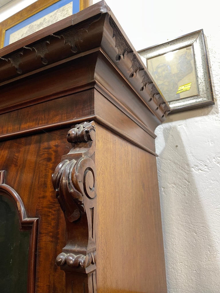 19th Century England Victorian Mahogany Corner Cupboards Bookcase