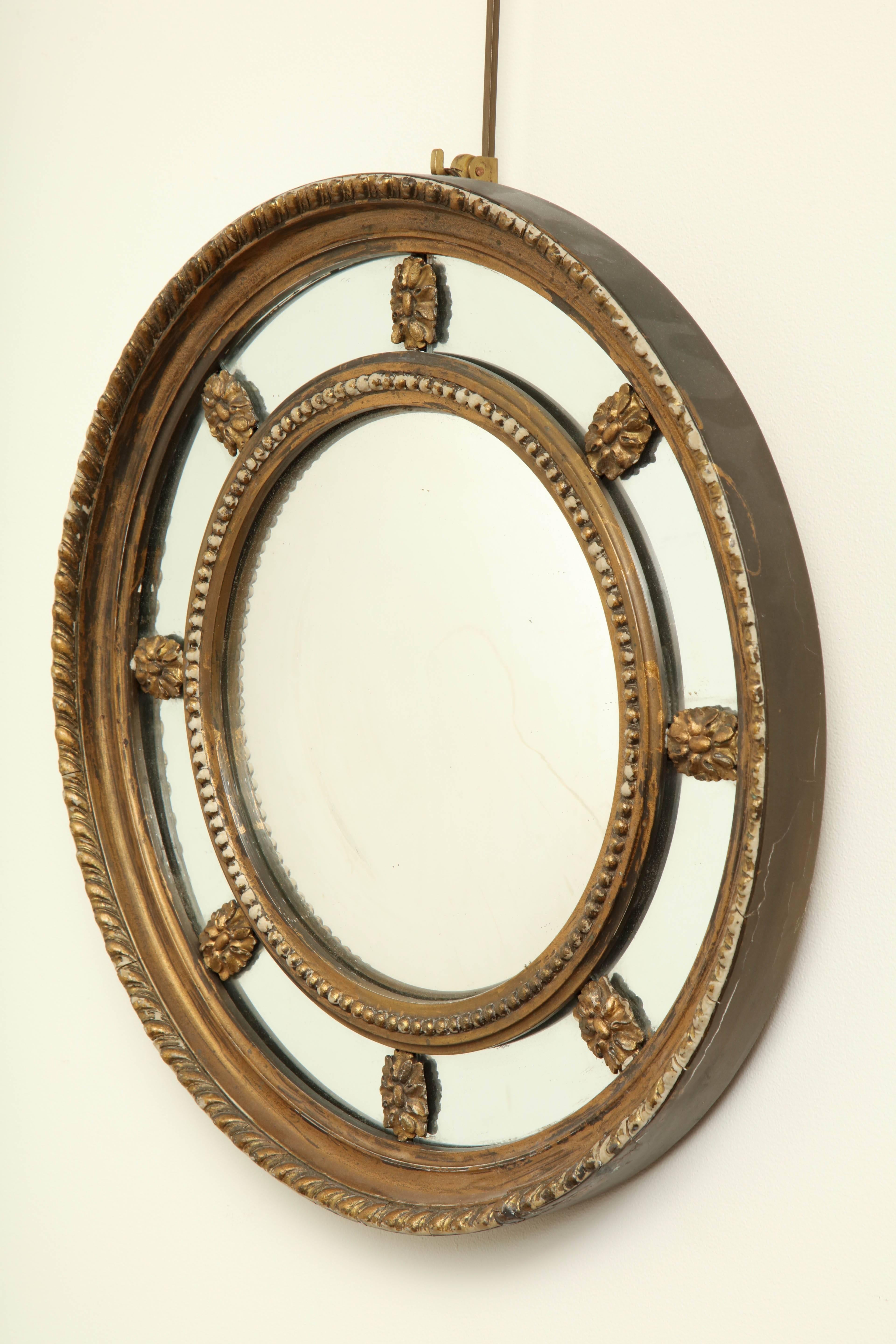 19th century English, sectionalized convex mirror.
