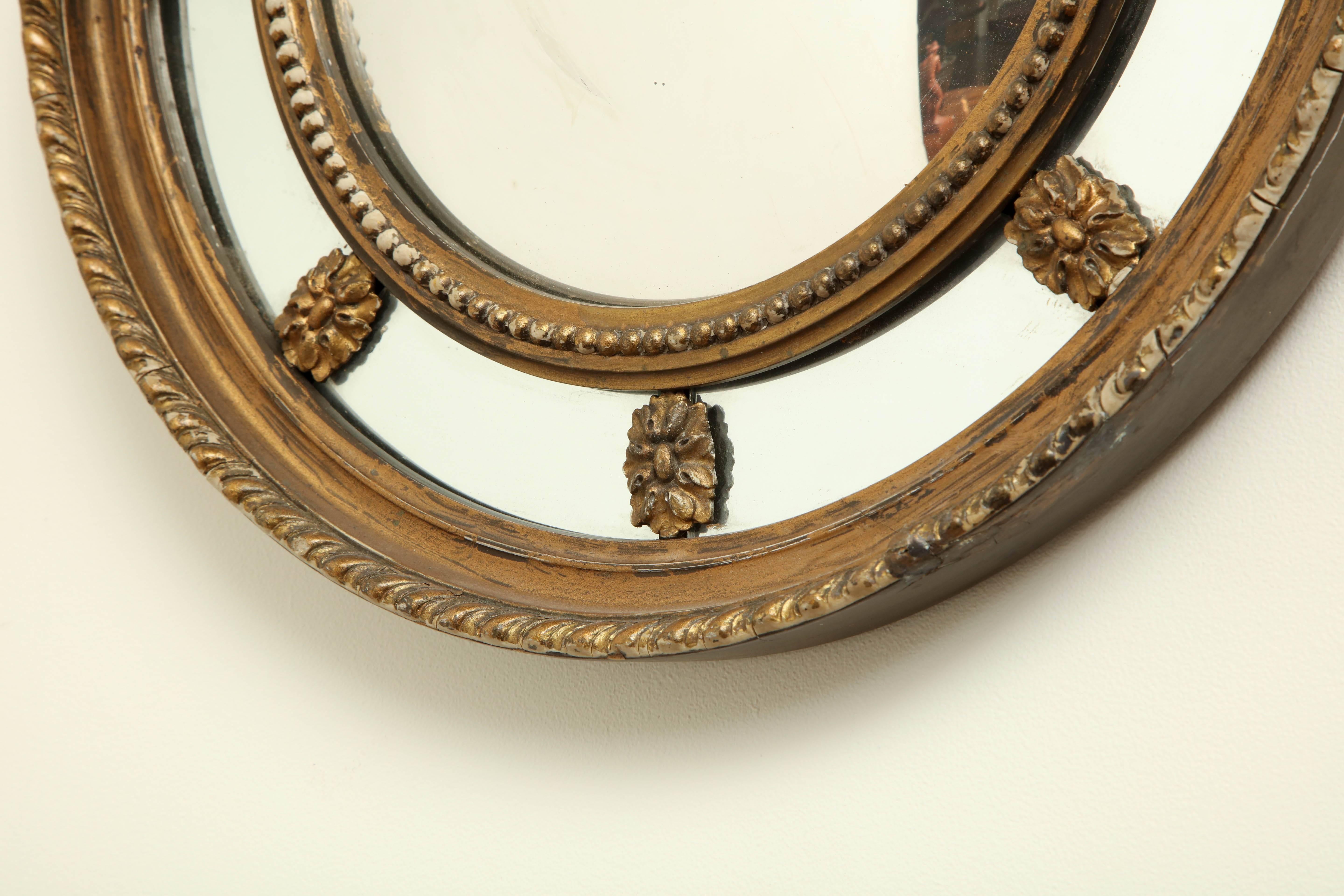 19th Century English, Sectionalized Convex Mirror In Good Condition For Sale In New York, NY