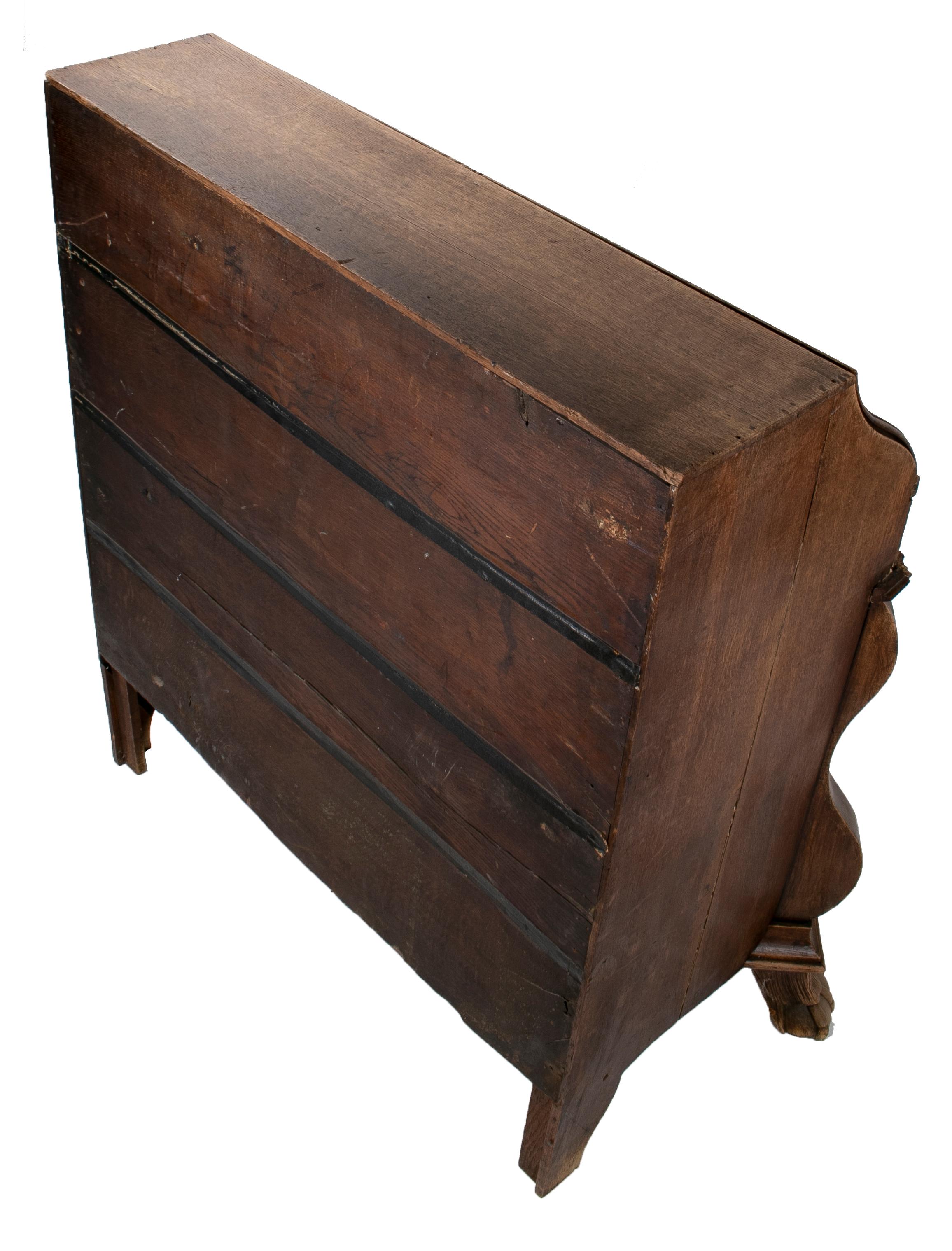 19th Century English 3-Drawer Oak Bureau Office Desk with Bronze Hardware For Sale 7