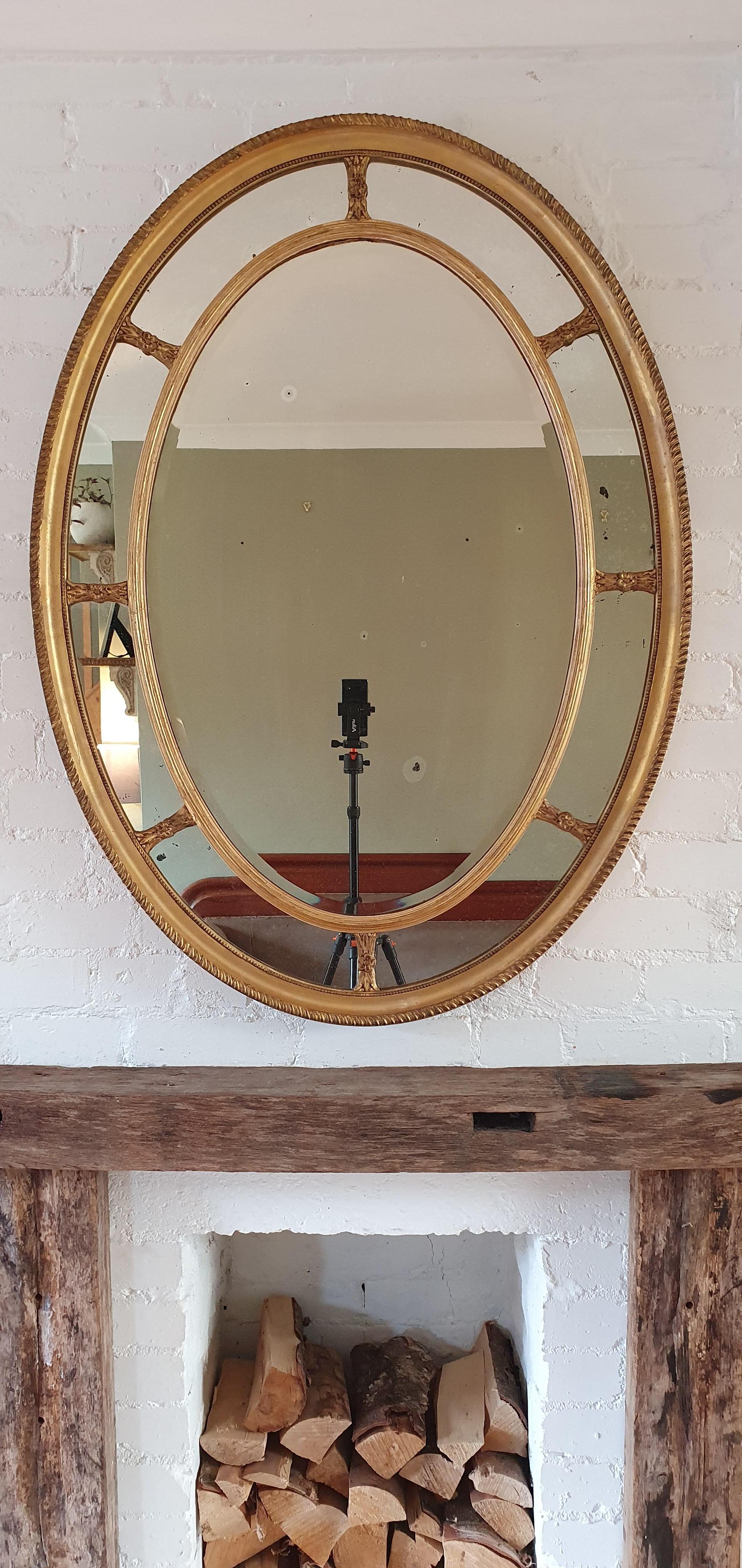 19th century English Adam Style Oval Mirror For Sale 5