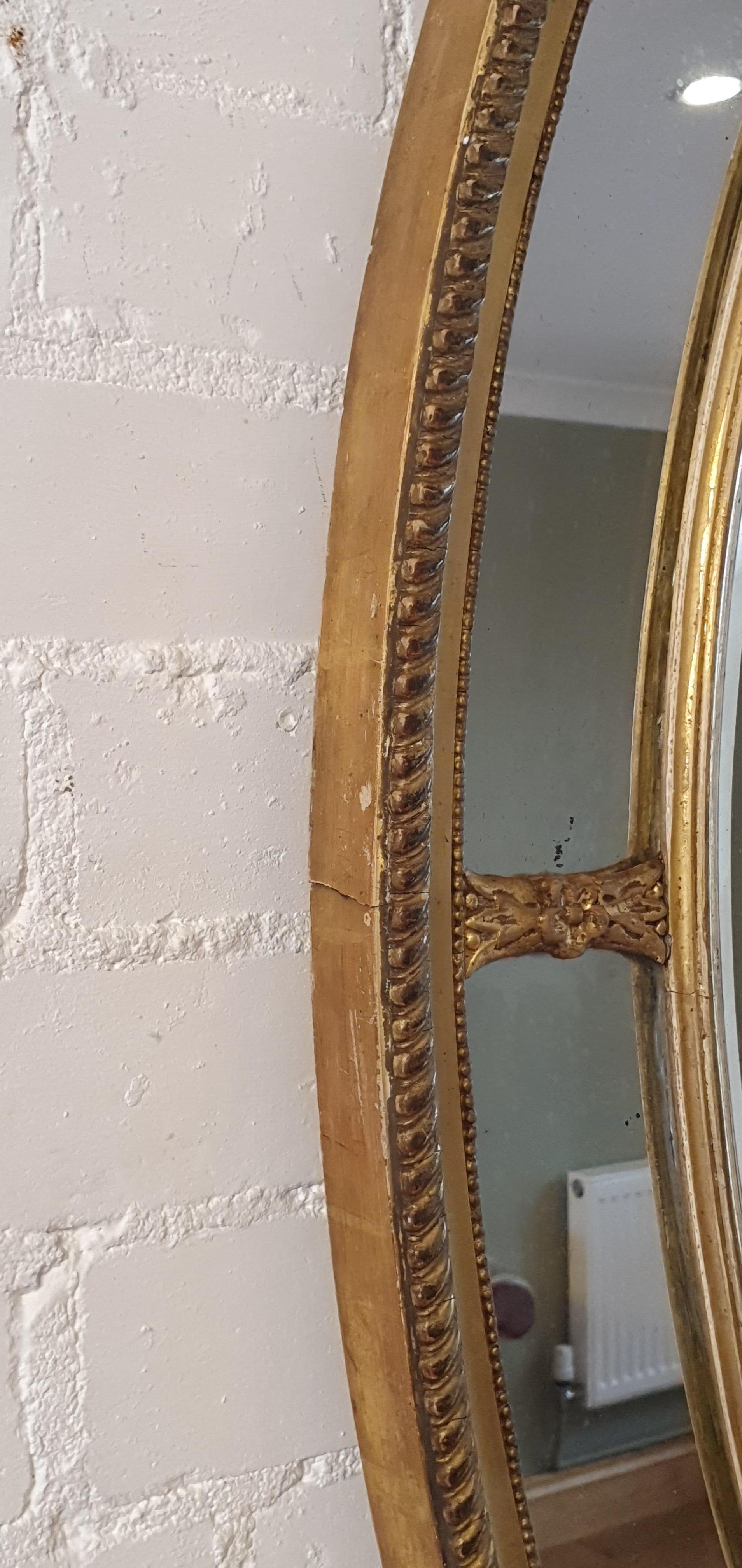 Wood 19th century English Adam Style Oval Mirror For Sale