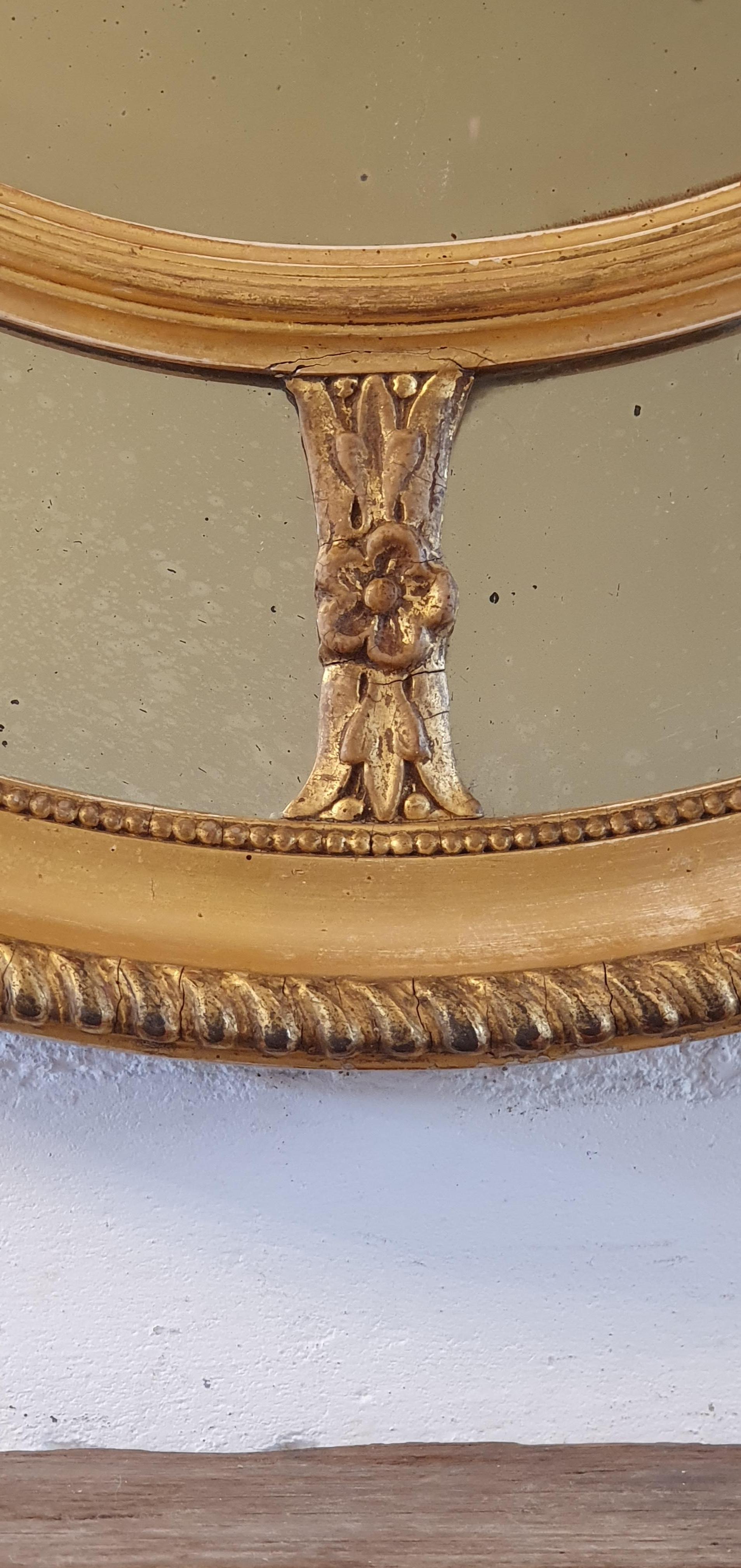 19th century English Adam Style Oval Mirror For Sale 2