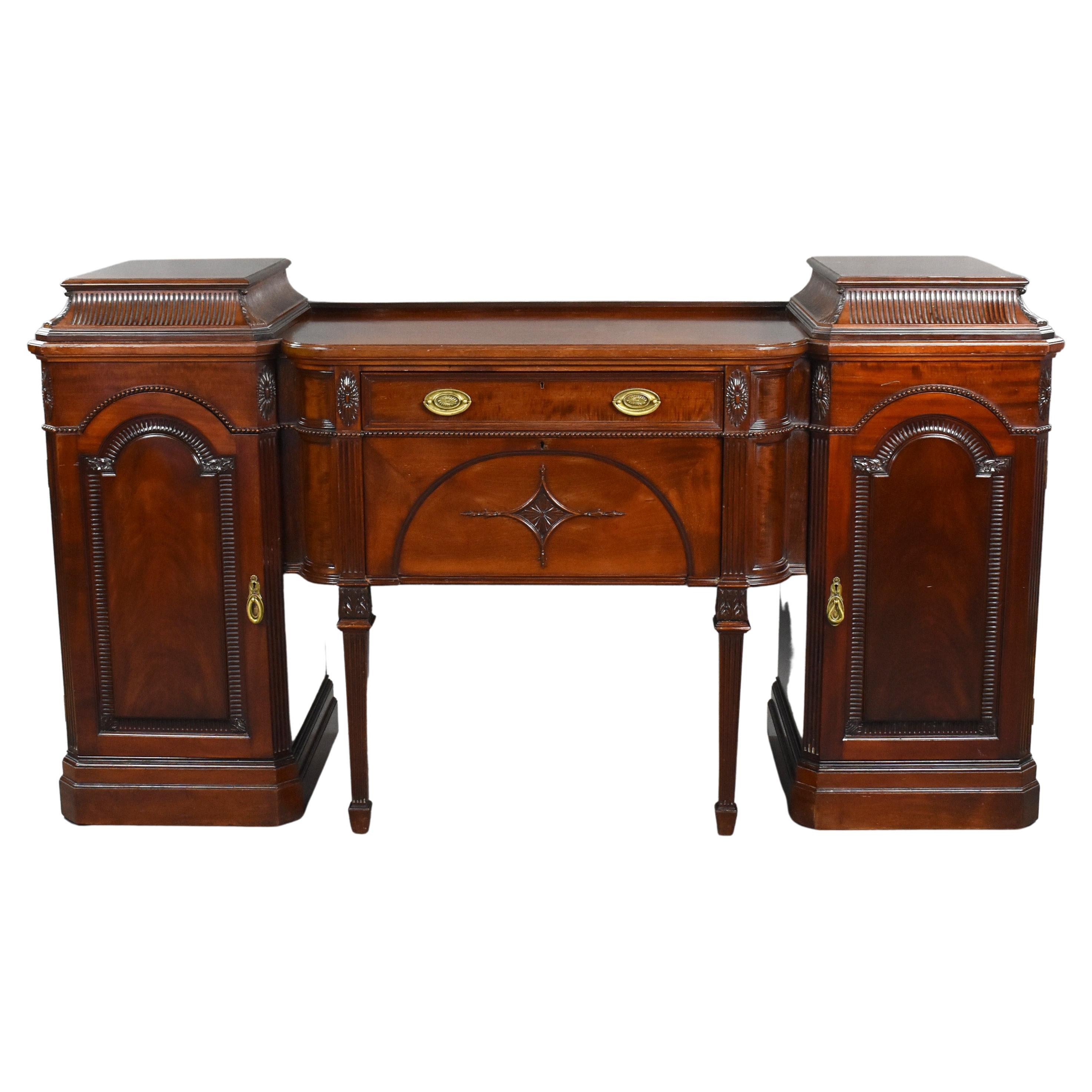 Early 19th Century English, Mahogany Double Pedestal Sideboard For Sale