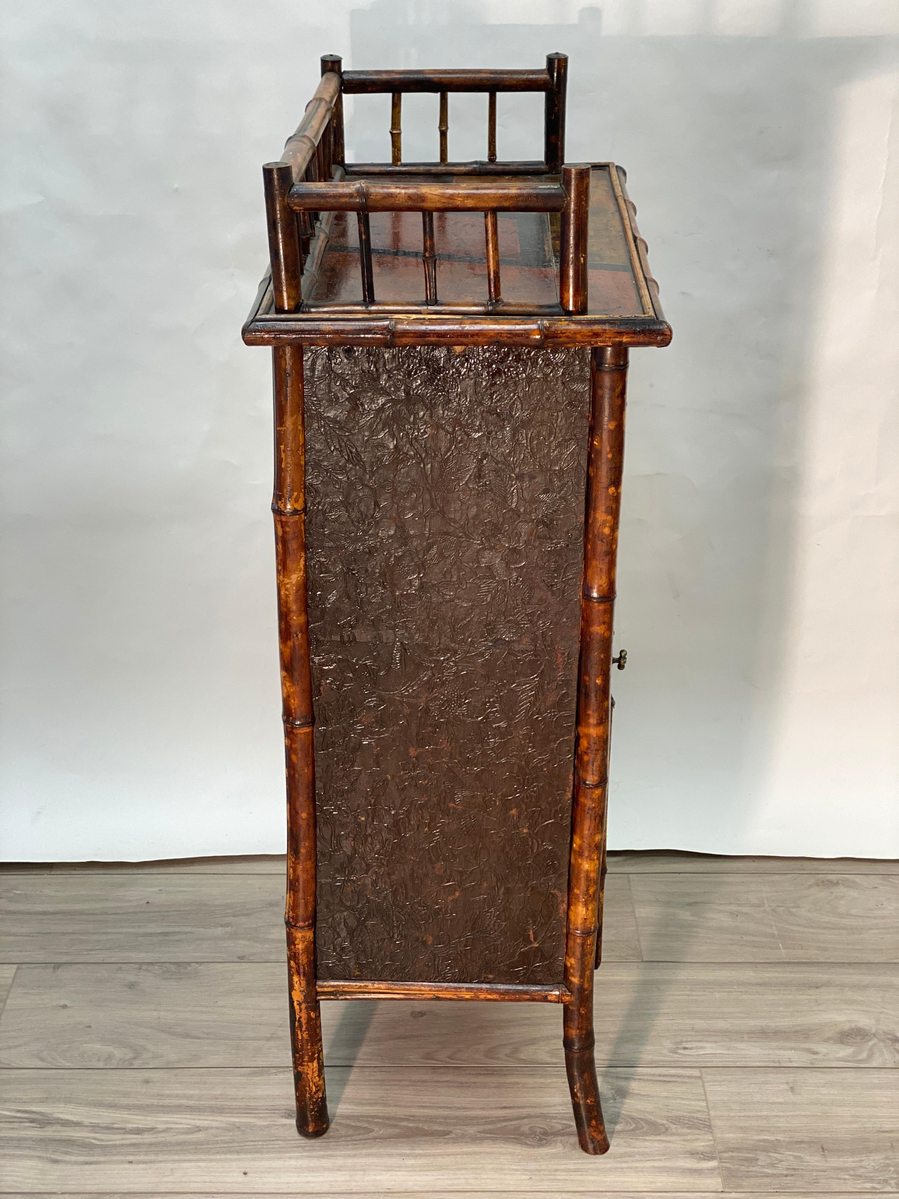 19th Century English Aesthetic Movement Bamboo Bar Stand Cabinet 6