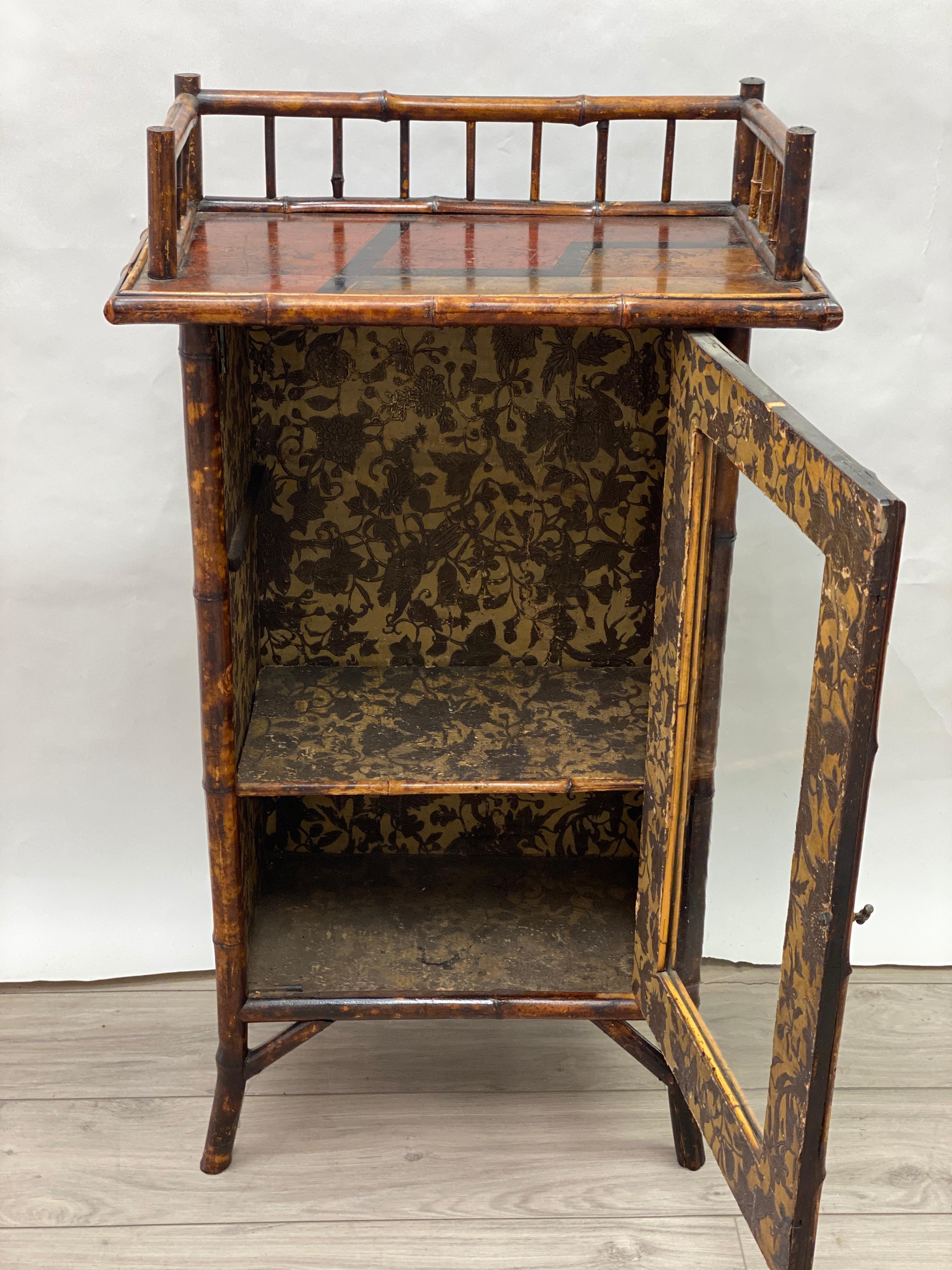19th Century English Aesthetic Movement Bamboo Bar Stand Cabinet 1