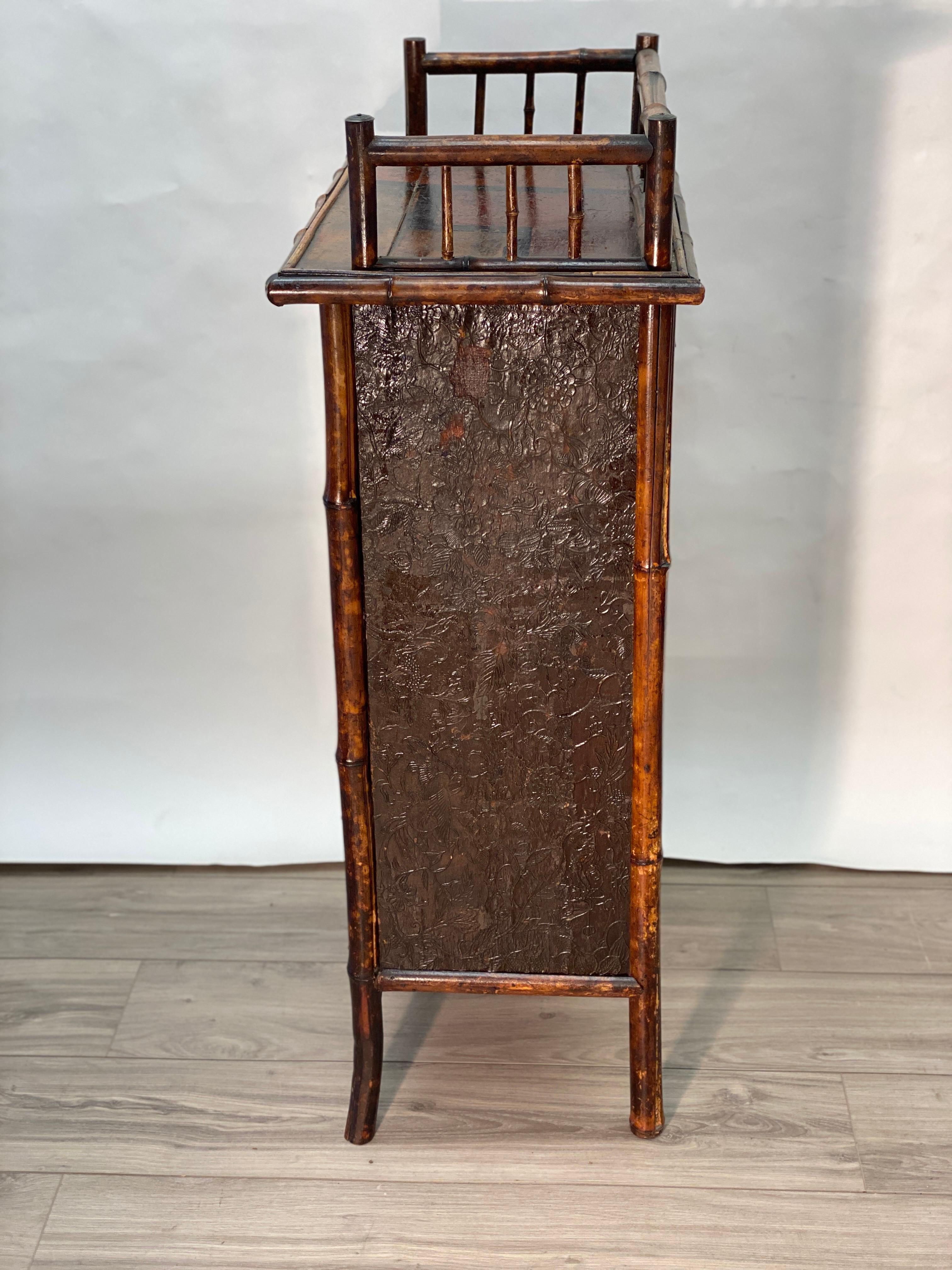 19th Century English Aesthetic Movement Bamboo Bar Stand Cabinet 4