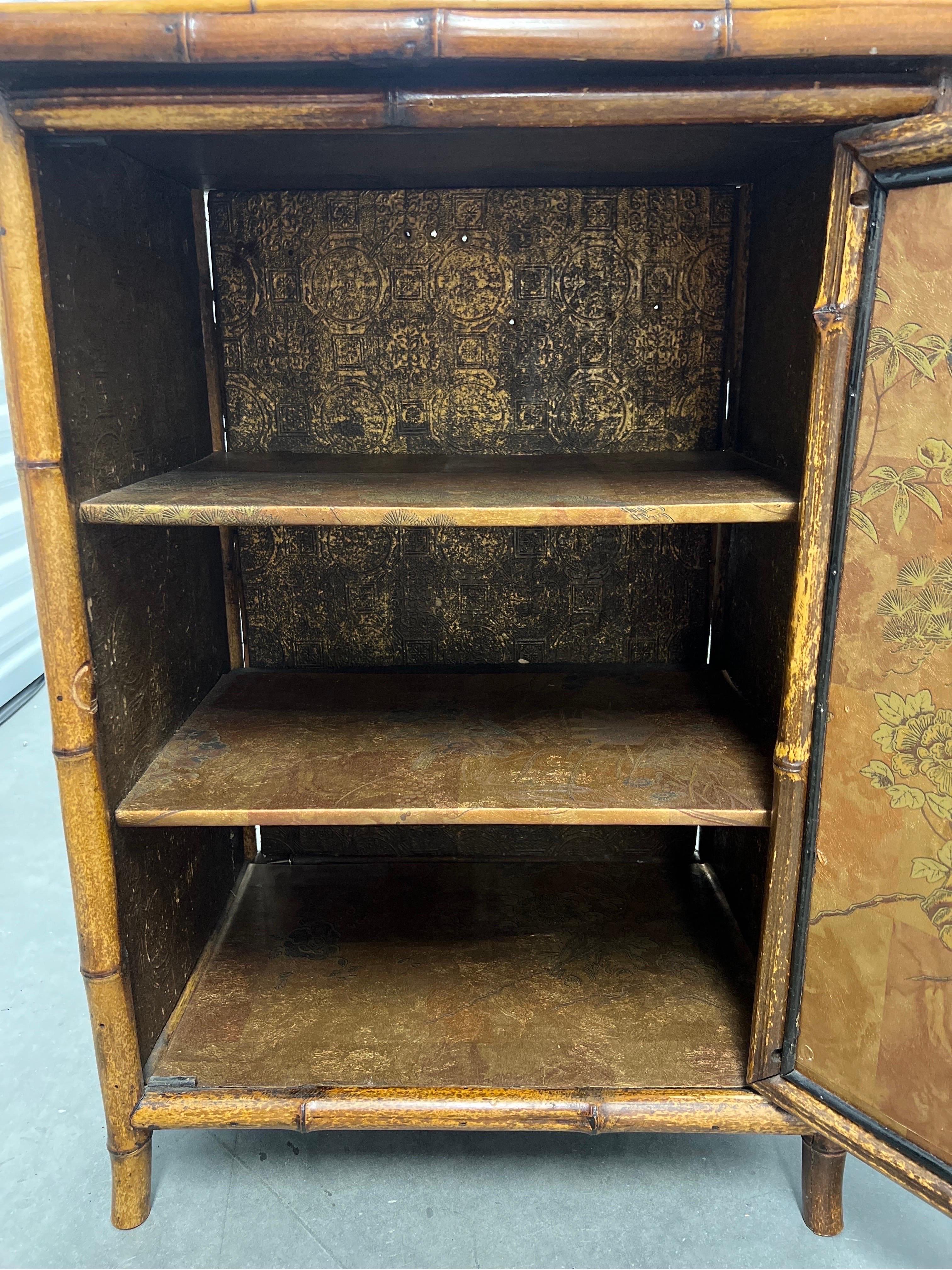 19th Century English Aesthetic Movement Japanned Bamboo Cabinet 10