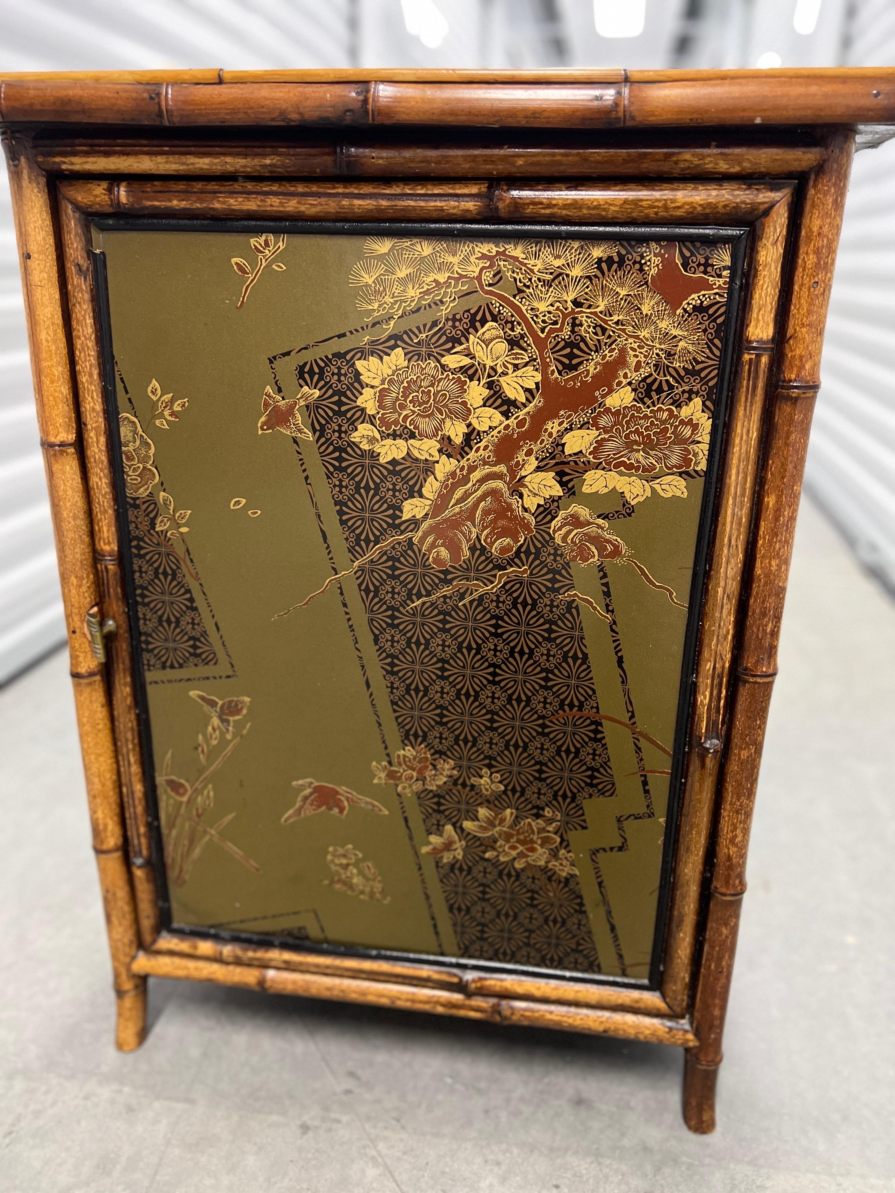 19th Century English Aesthetic Movement Japanned Bamboo Cabinet For Sale 3