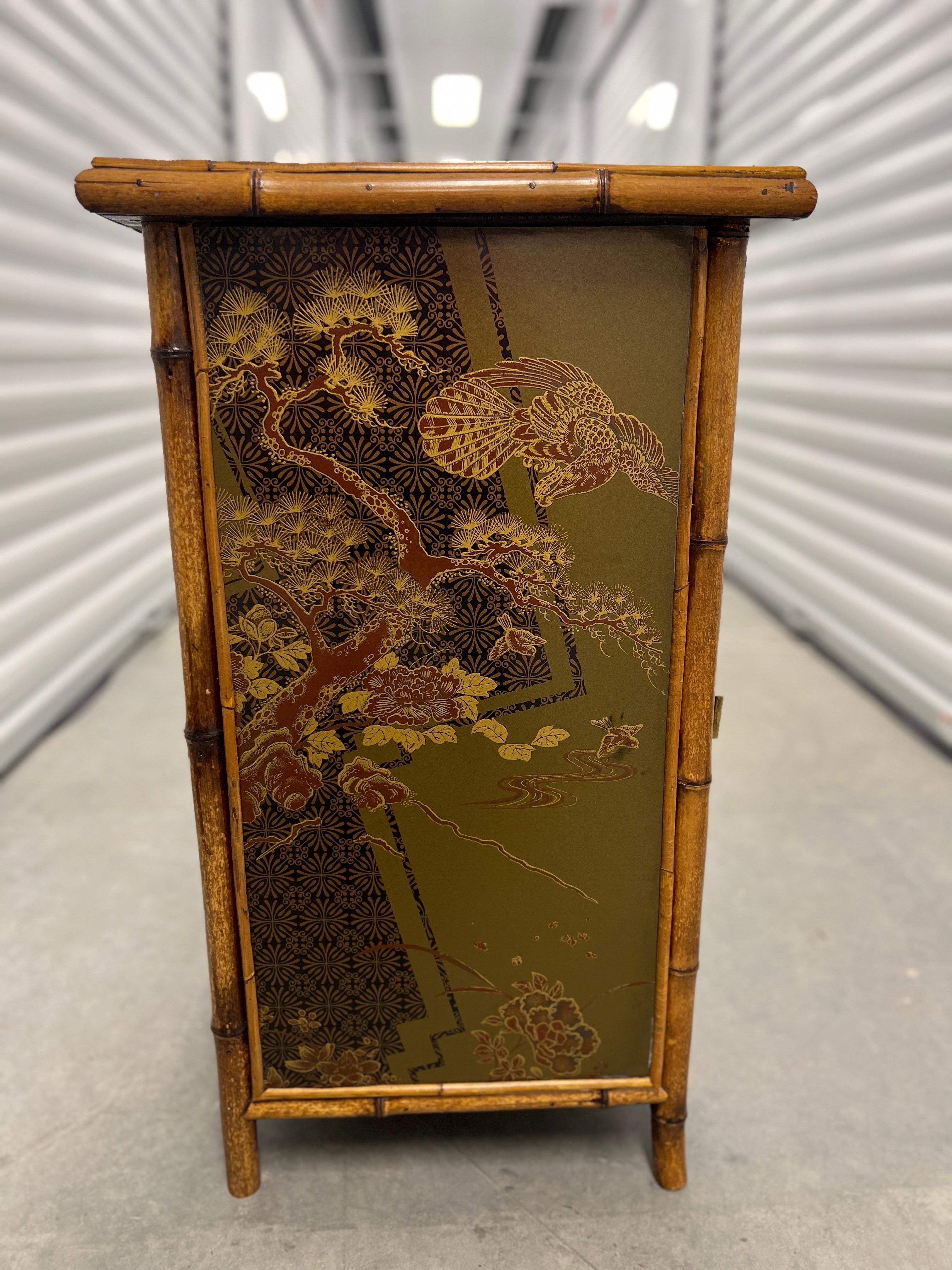19th Century English Aesthetic Movement Japanned Bamboo Cabinet For Sale 5