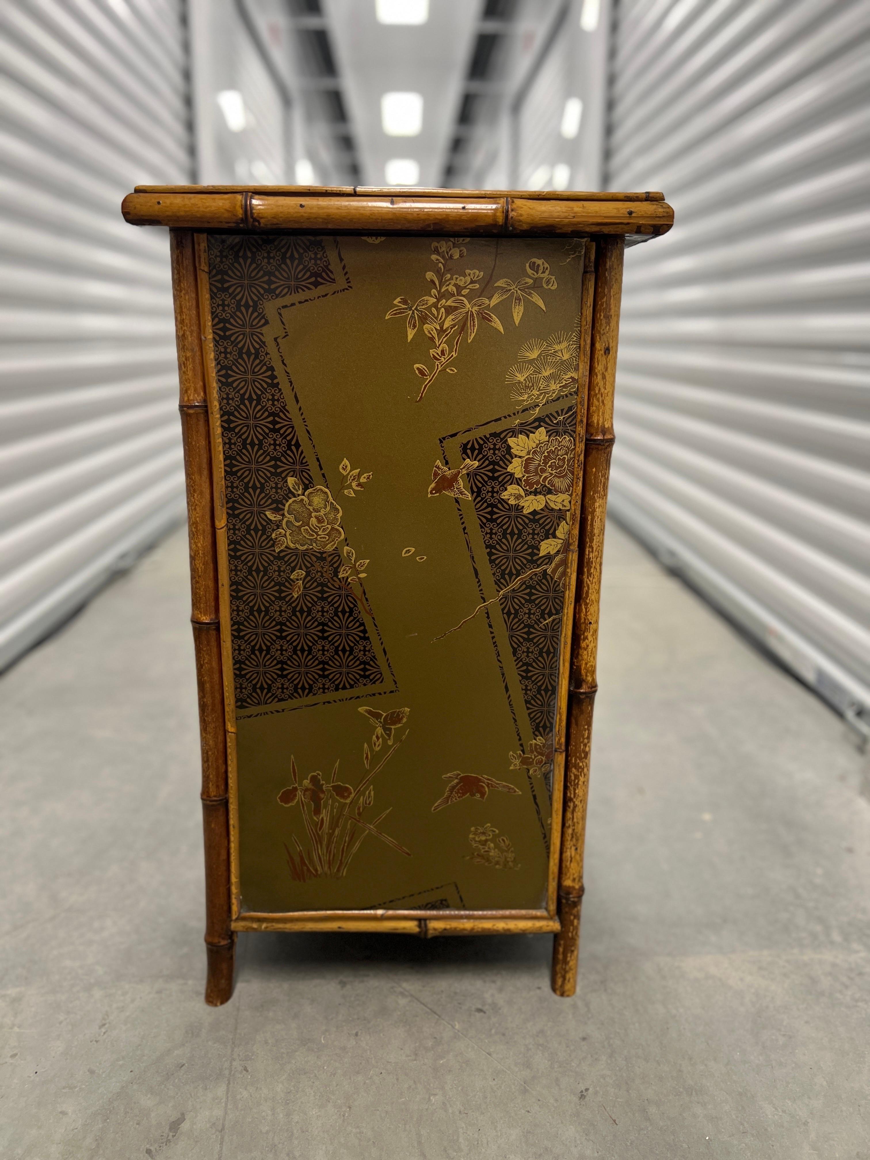 19th Century English Aesthetic Movement Japanned Bamboo Cabinet For Sale 6