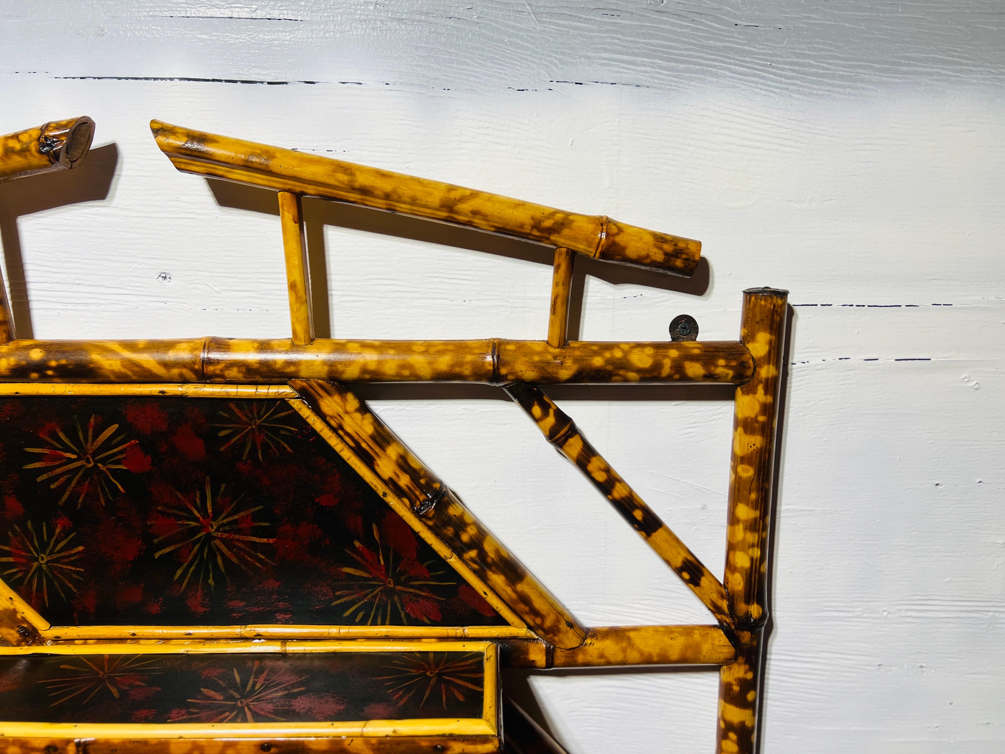 19th Century English Aesthetic Movement Lacquered Bamboo Wall Mirror / Shelf For Sale 2