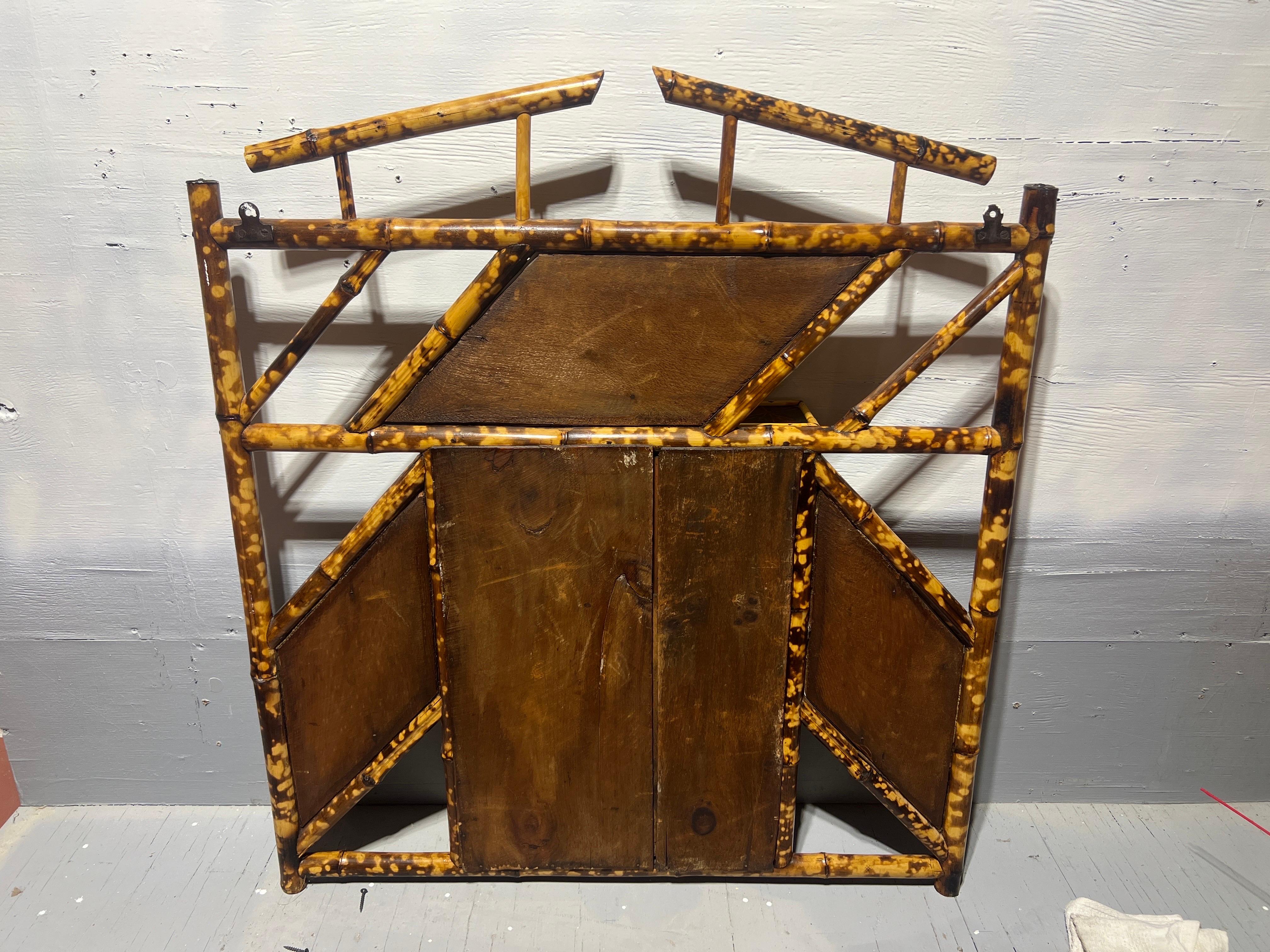19th Century English Aesthetic Movement Lacquered Bamboo Wall Mirror / Shelf For Sale 3