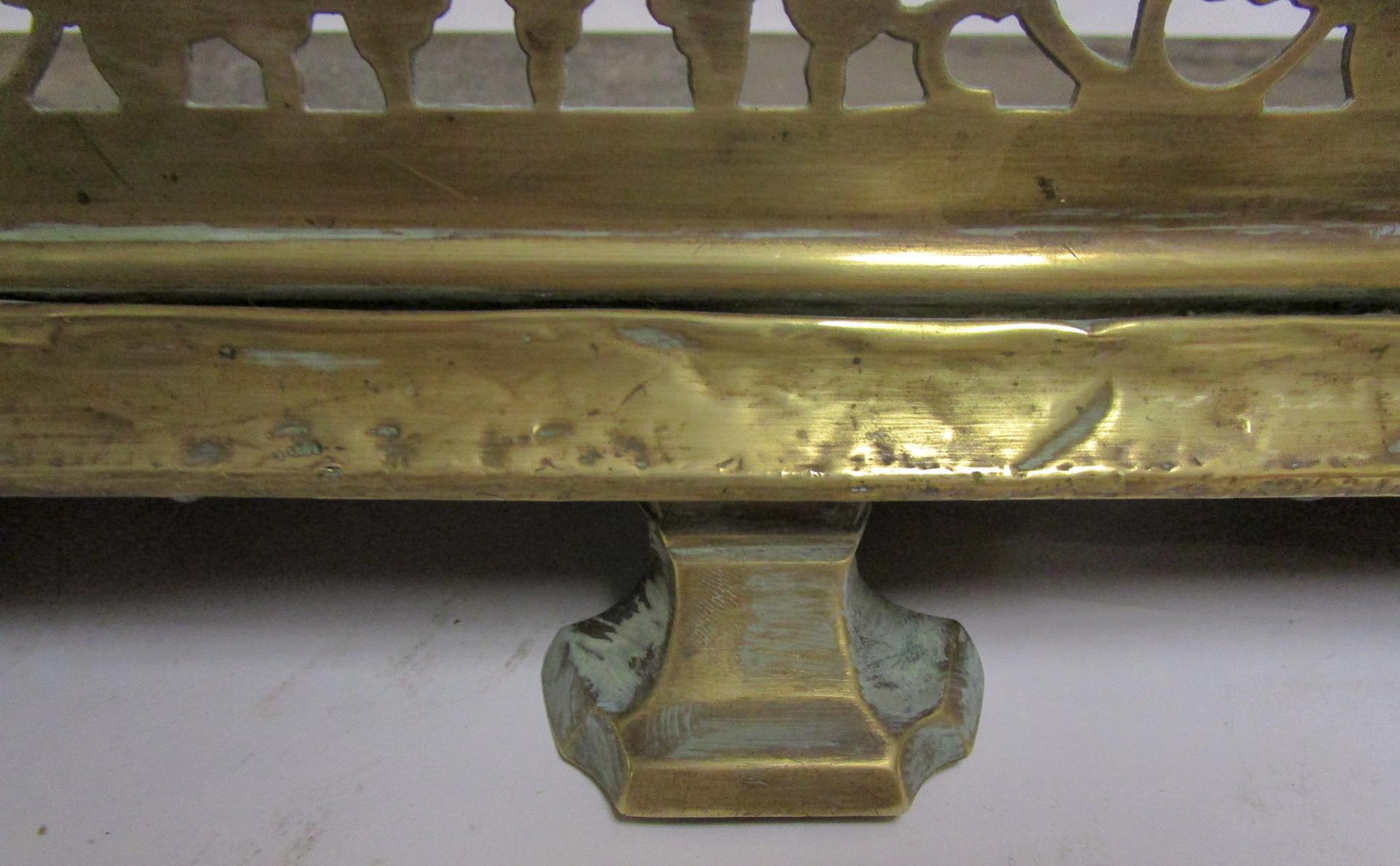 Late 19th Century 19th Century English Aesthetic Movement Reticulated Brass Fireplace Fender