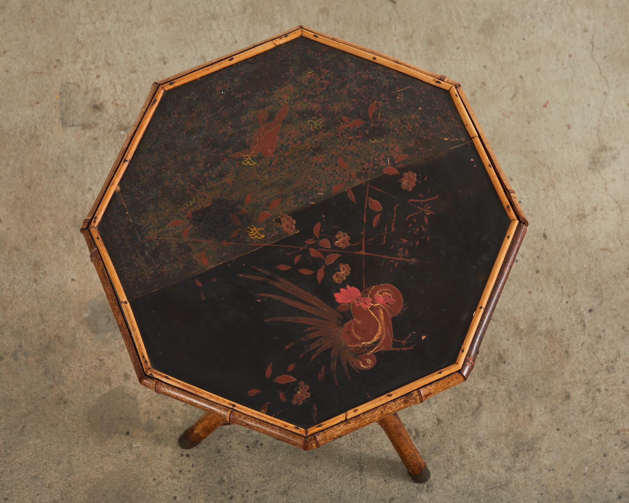 Hand-Crafted 19th Century English Aesthetic Octagonal Bamboo Drinks Table