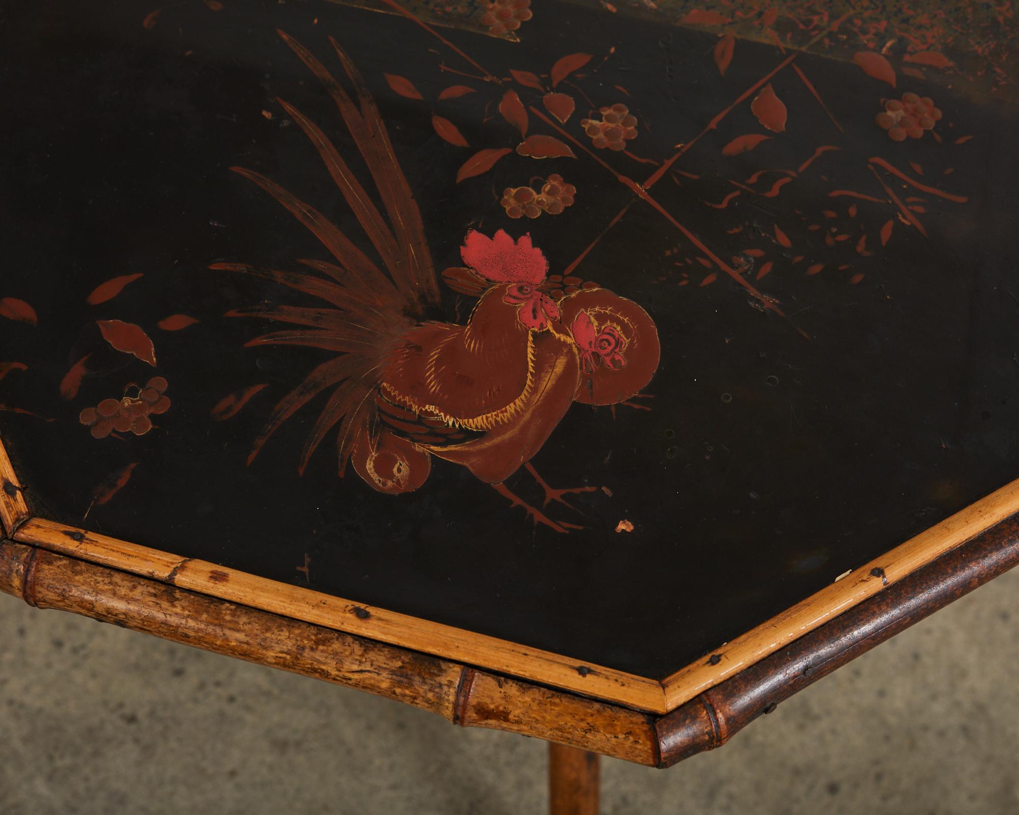 19th Century English Aesthetic Octagonal Bamboo Drinks Table In Distressed Condition In Rio Vista, CA