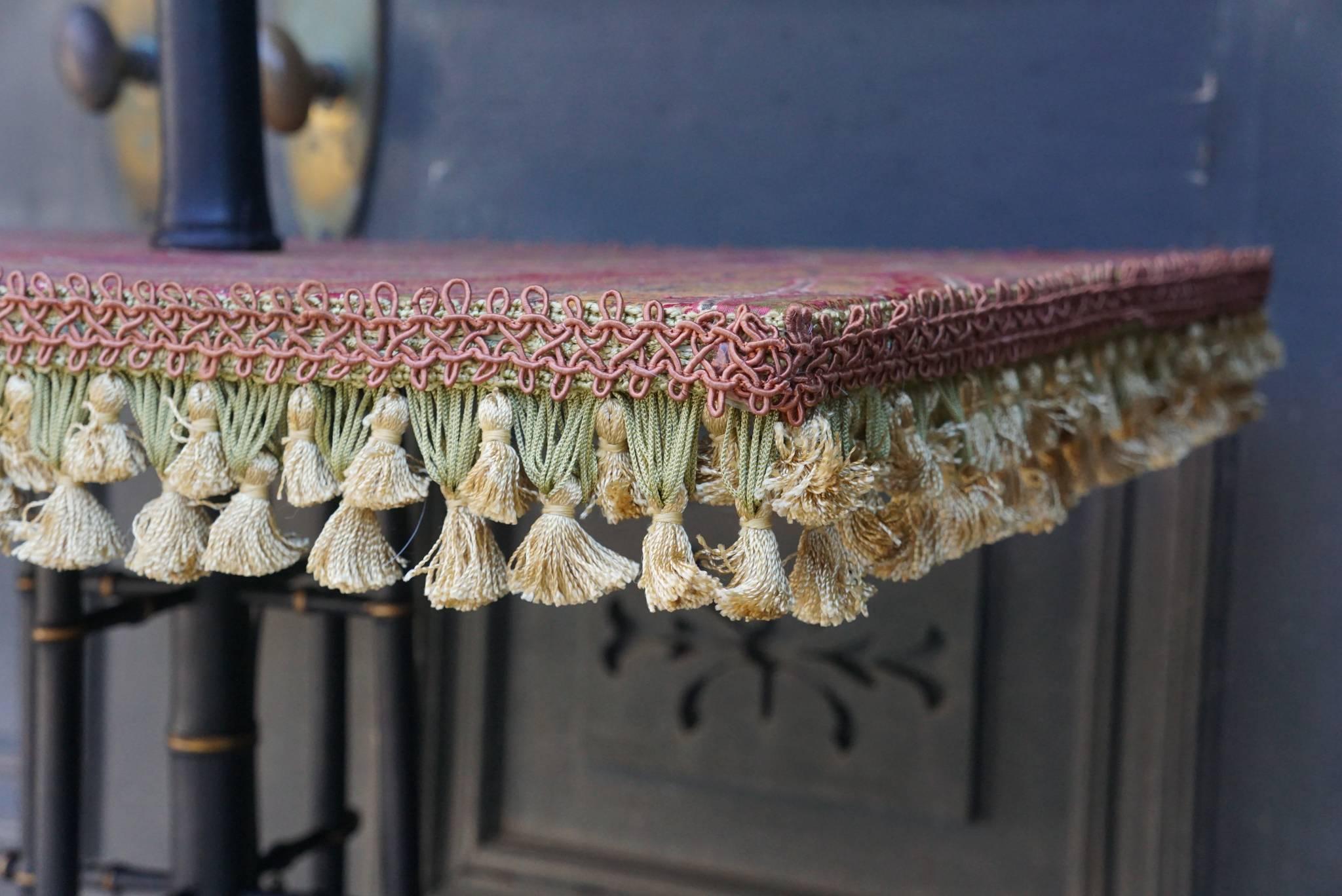 Fabric 19th Century English Aesthetics Movement Faux Bamboo Lamp Table