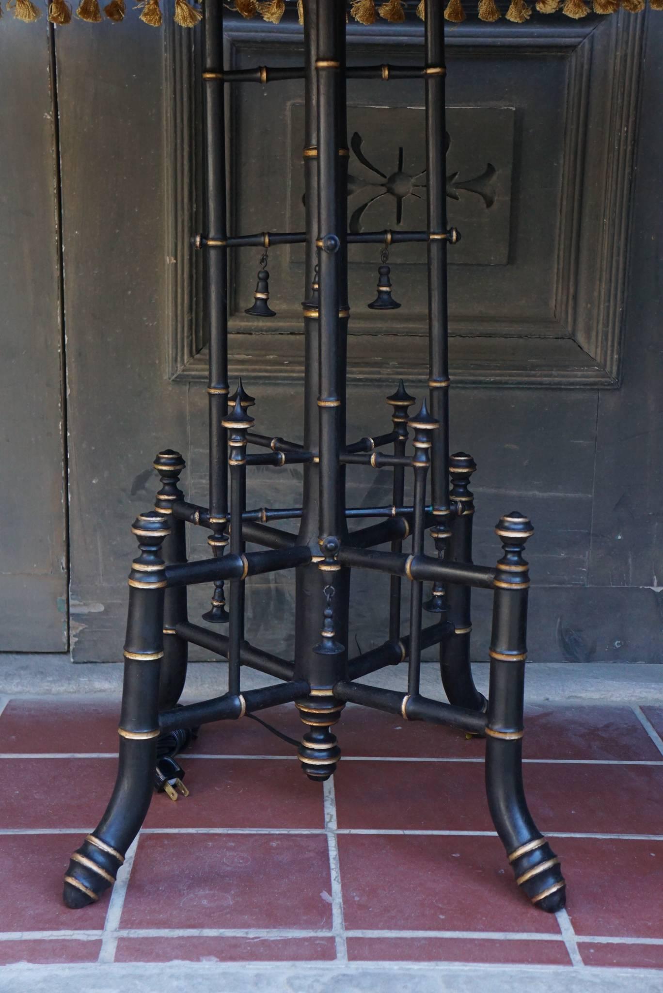 19th Century English Aesthetics Movement Faux Bamboo Lamp Table 1