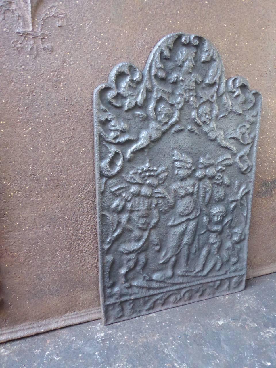 Iron 19th Century English 'Allegory of Peace' Fireback