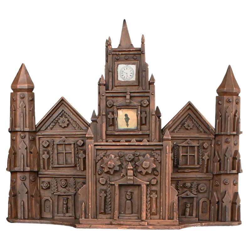 19TH Century English/ American folk-art scratch-built model of a school
