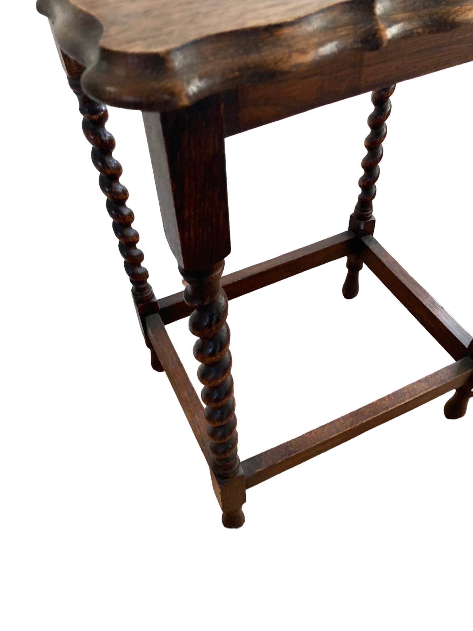 19th Century English Antique Barley Twist Side Table. For Sale at 1stDibs