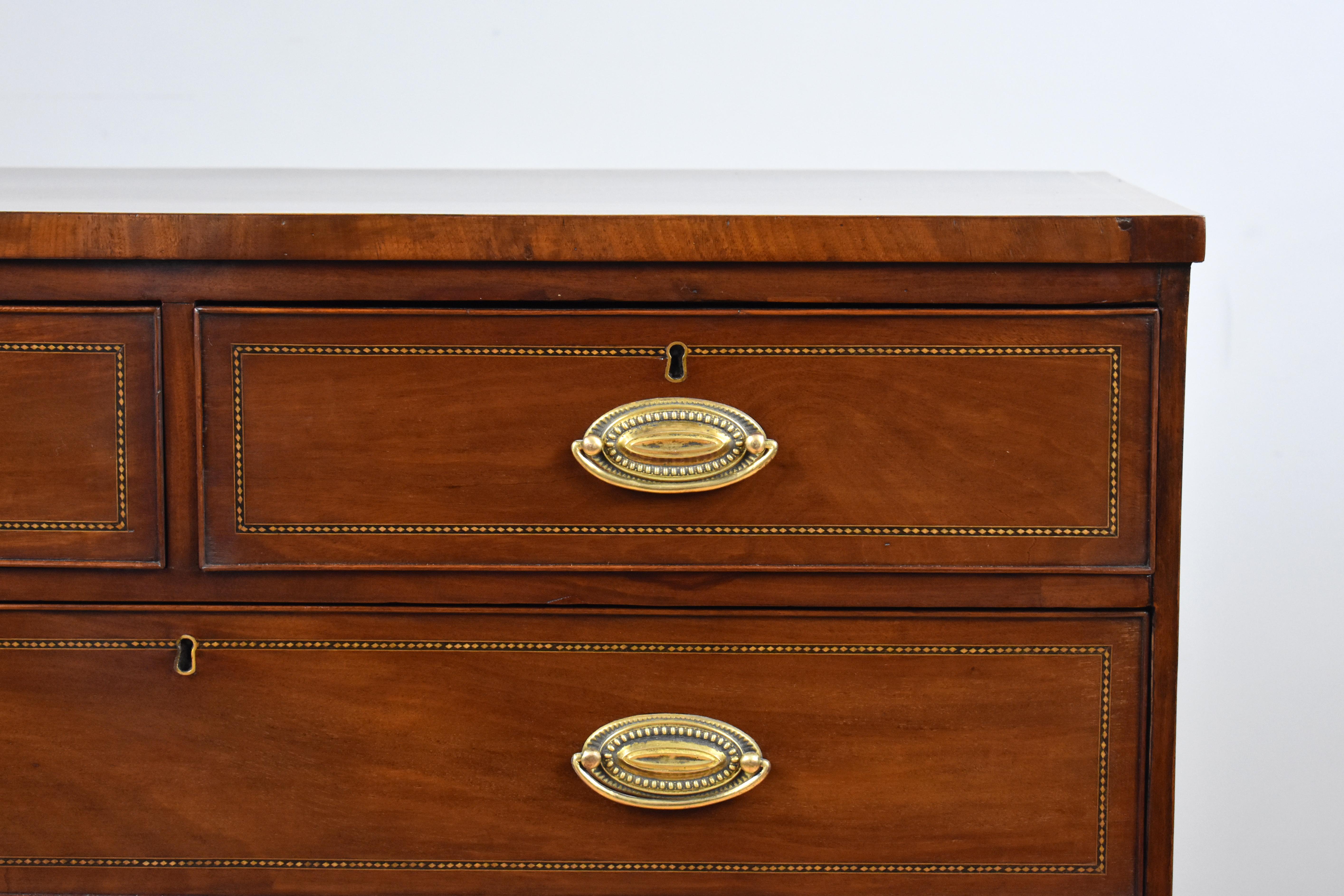 19th Century English Antique Mahogany and Inlaid Chest of Drawers 6