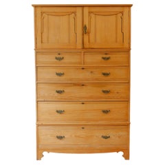 19th Century English Antique Pine Linen Press / Housekeeper's Cupboard.