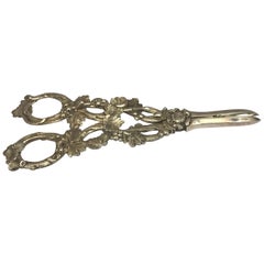 19th Century English Antique Silver Grape Scissors
