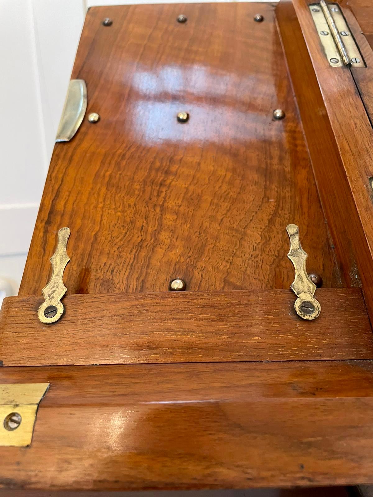 19th Century English Antique Victorian Burr Walnut Stationery Box 8
