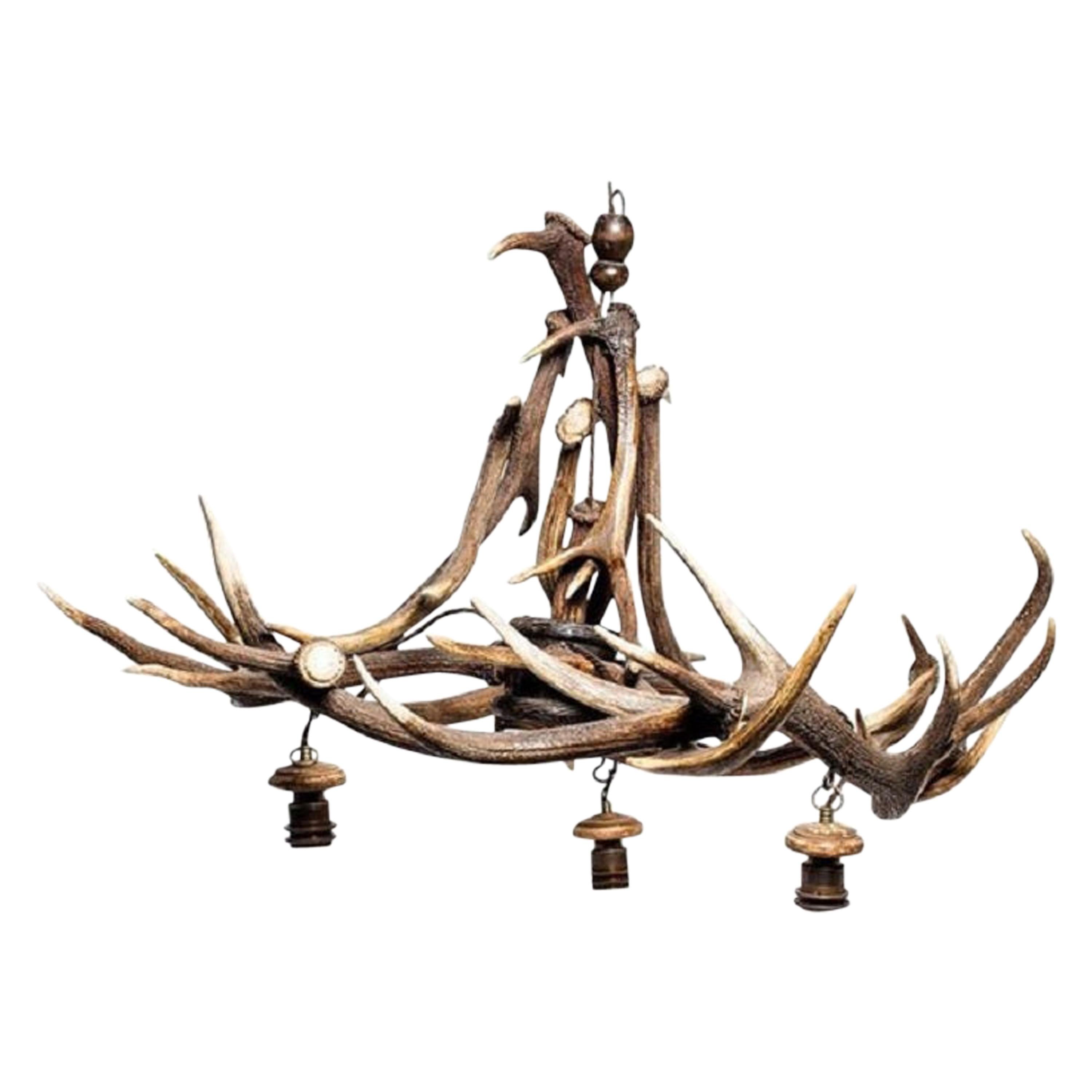 Antique English Antler Chandelier