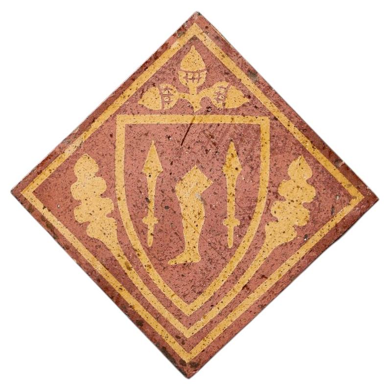 19th Century English Armorial Encaustic Tile by W. Godwin