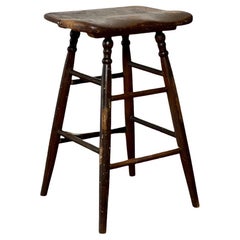 19th Century English Artist Studio Stool with Saddle Seat