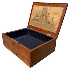 Caja de caoba para acuarela de artista inglés del siglo XIX R. Ackermann