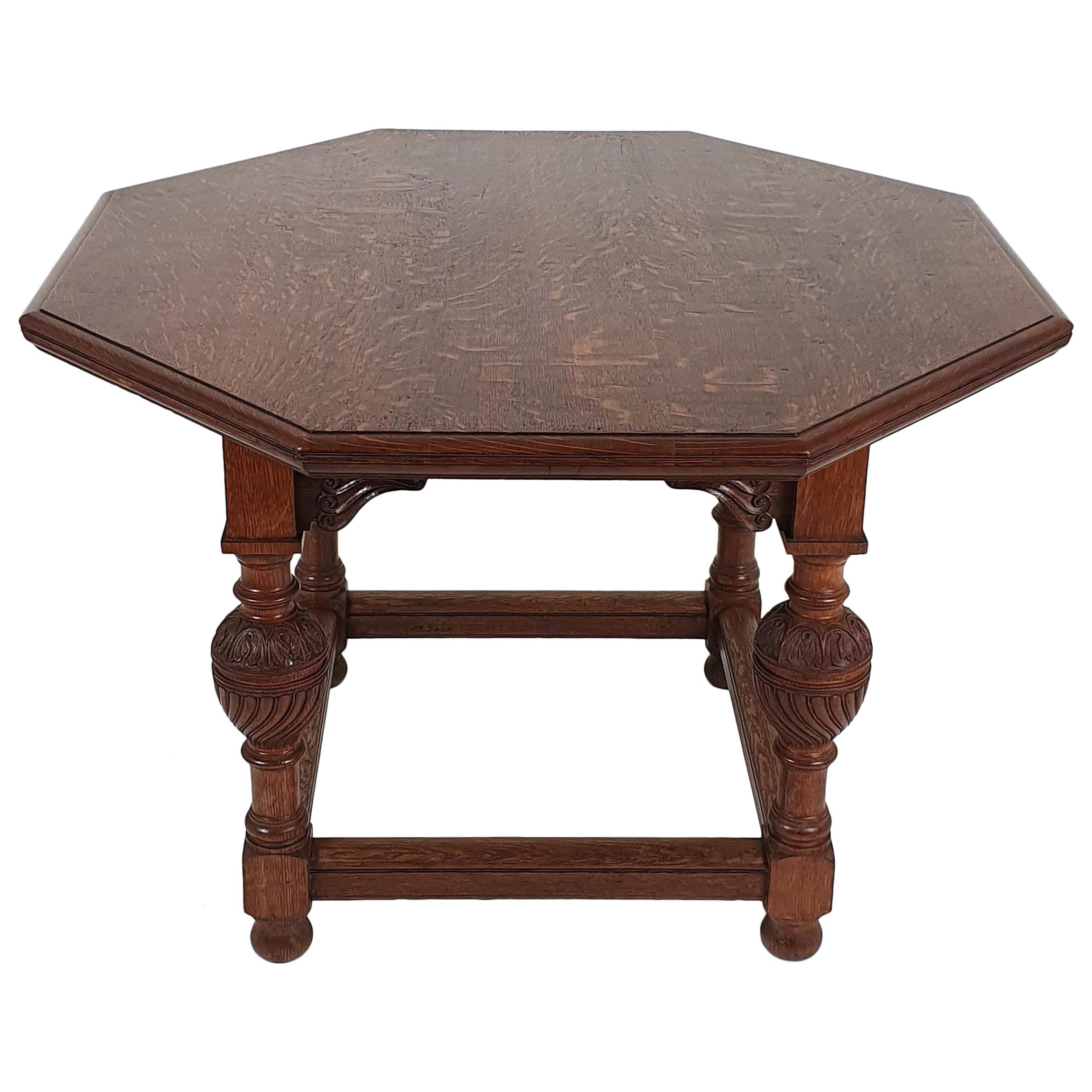 19th Century English Arts & Crafts Oak Centre Table For Sale