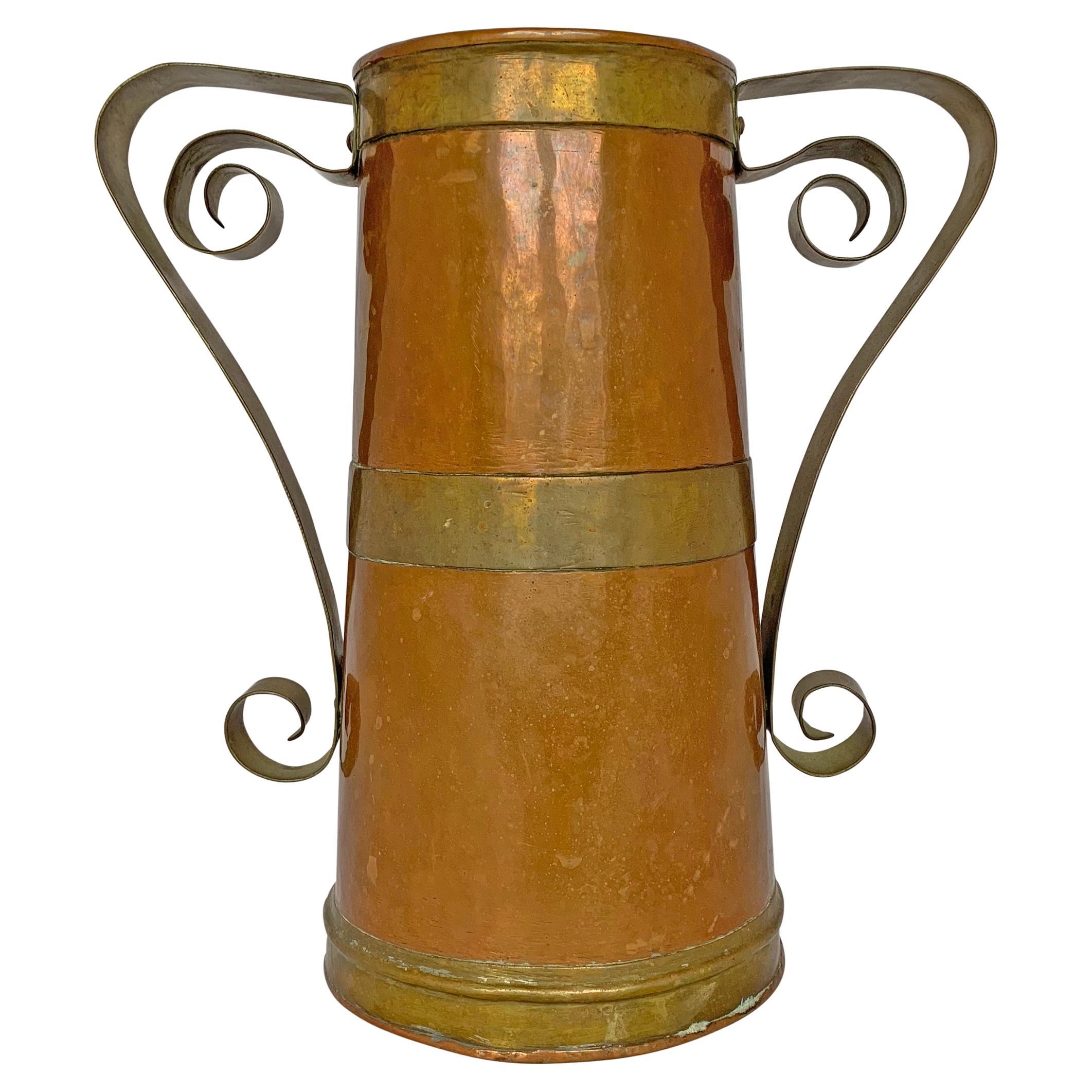 19th Century Arts and Crafts Copper and Wrought Iron Log Bin For Sale
