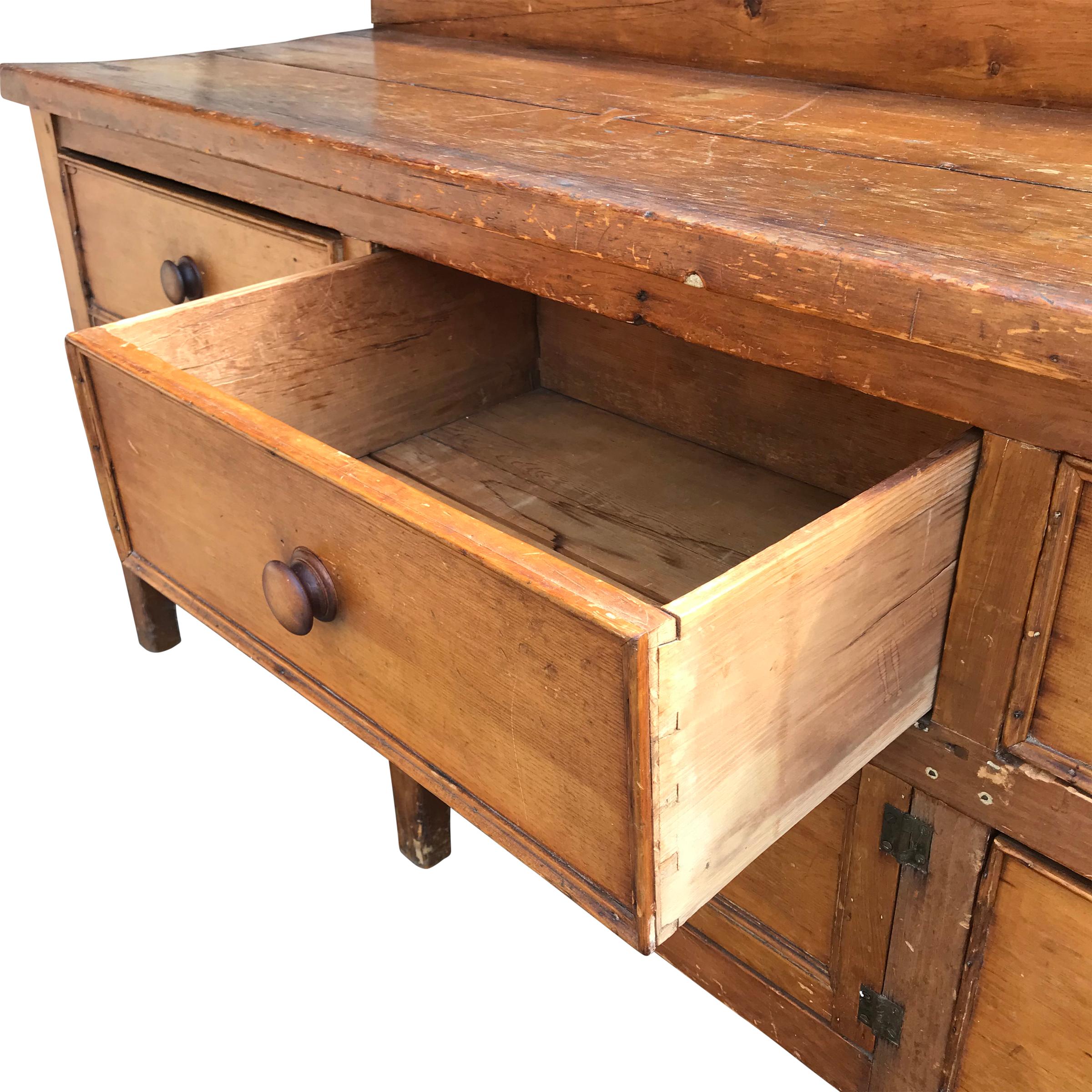 Pine 19th Century English Baker's Cabinet