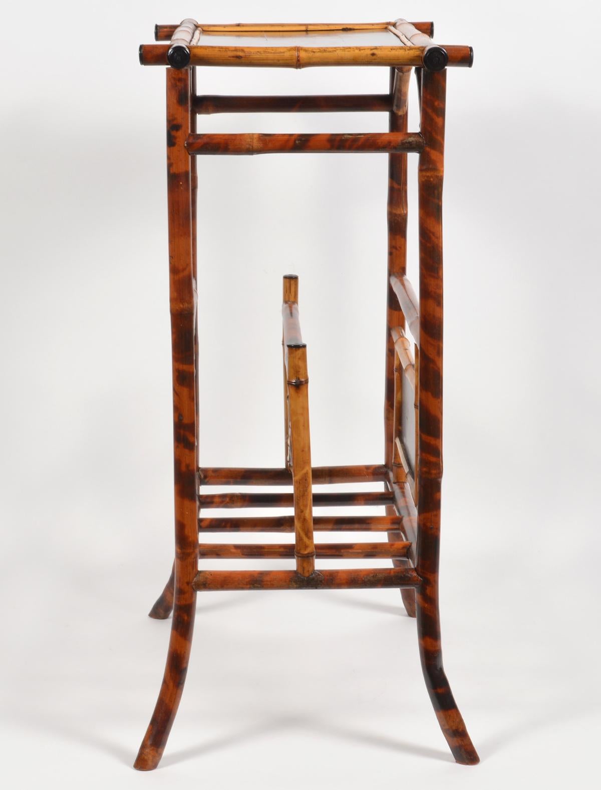 19th Century English Bamboo and Japanned Lacquer Occasional Canterbury Table 1