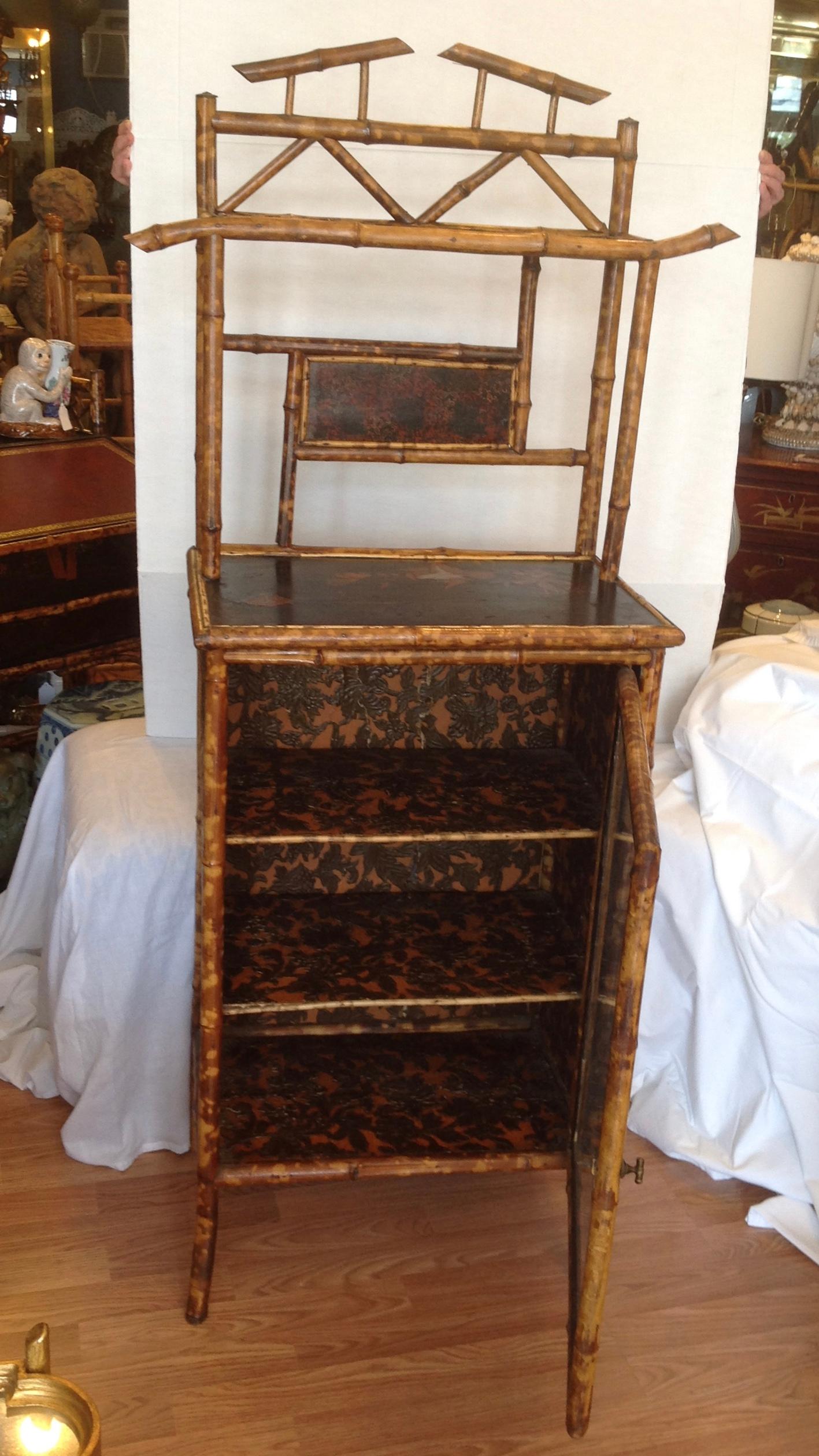 Lacquer 19th Century English Bamboo Bookcase / Cabinet