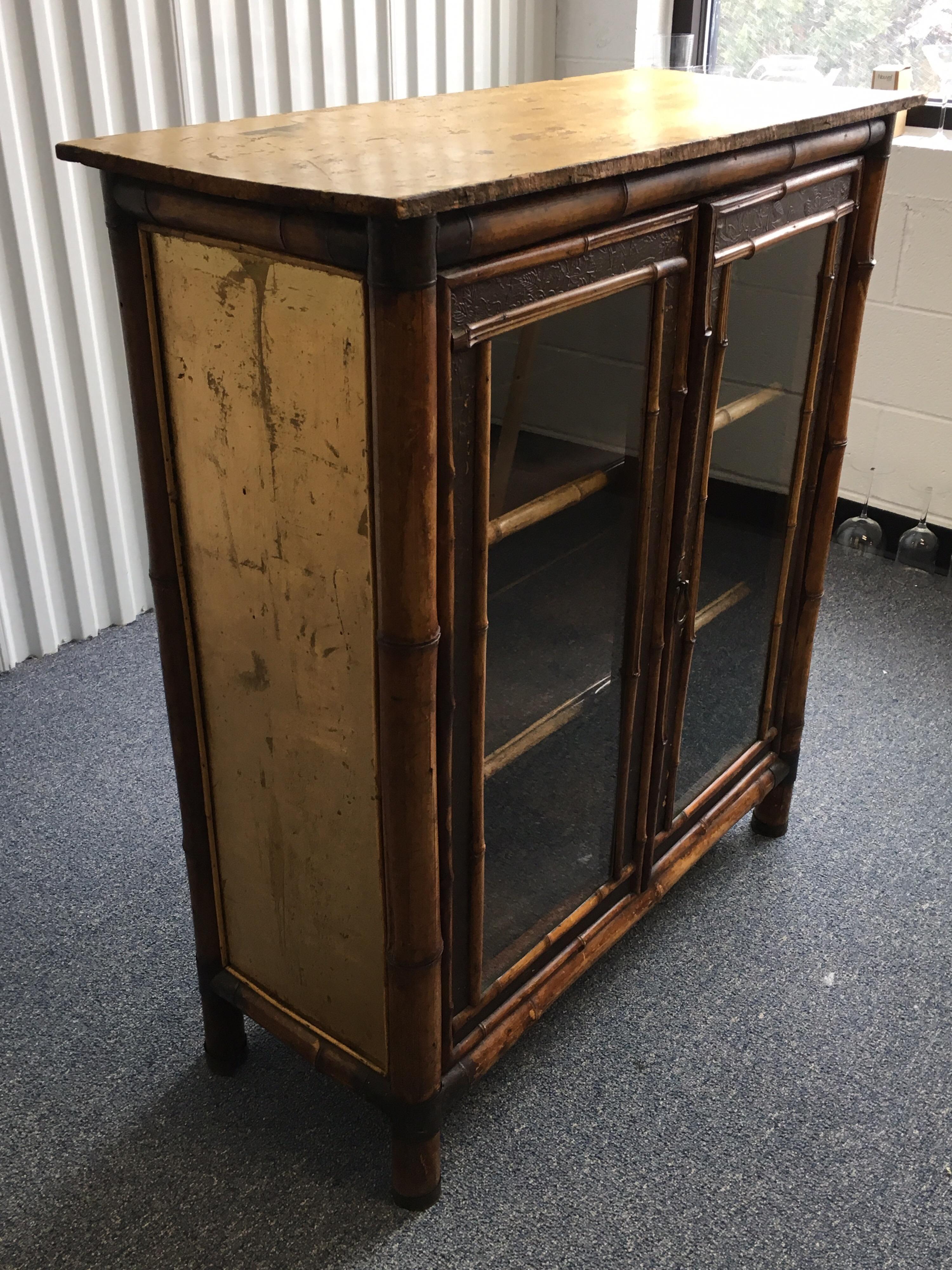 19th Century English Bamboo Bookcase In Fair Condition In Southampton, NY