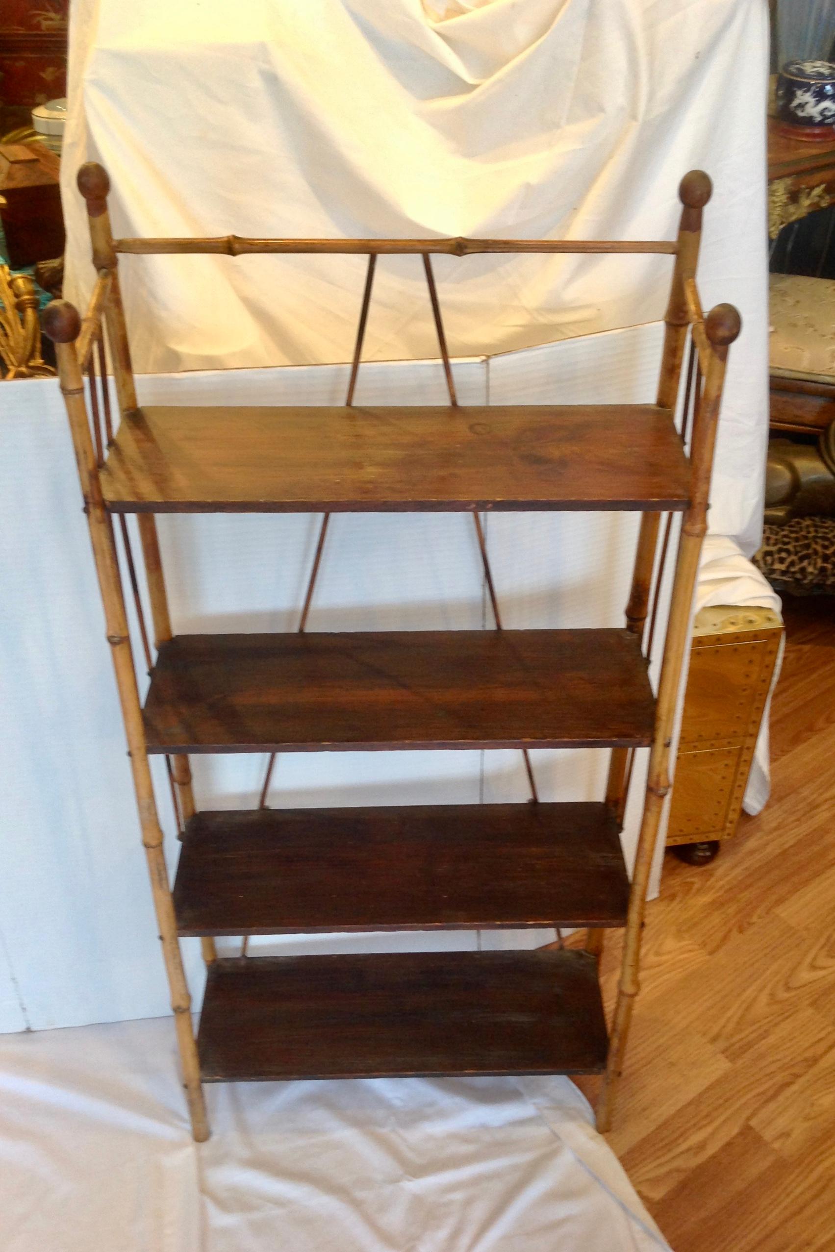 19th Century English Bamboo Bookstand / Étagère 1